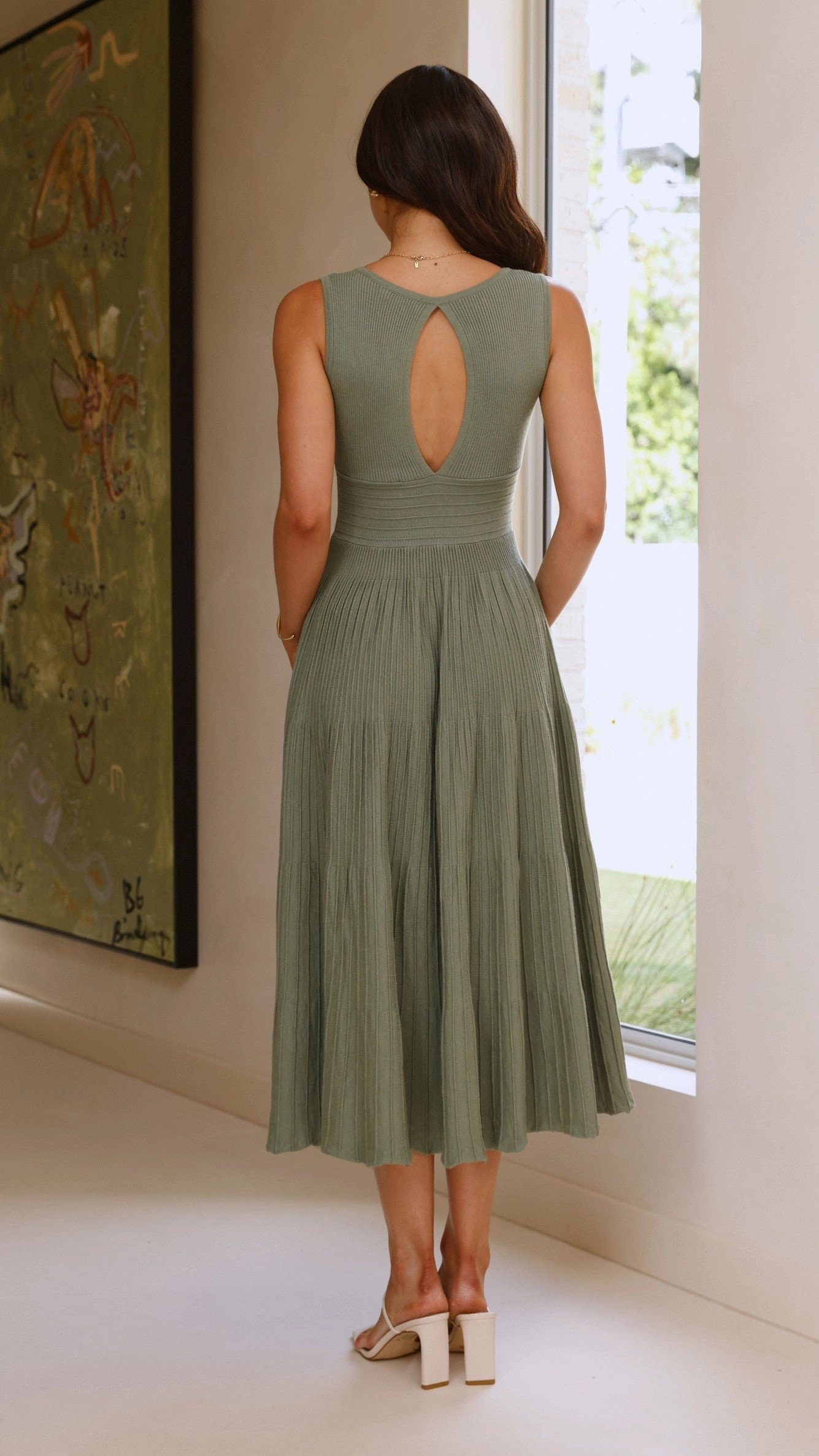 Jayde Knit Dress - Khaki French Vibe