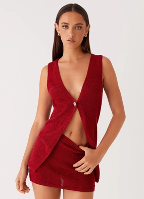 Sustainable Denim style Capri Glow Knit Skirt - Maroon