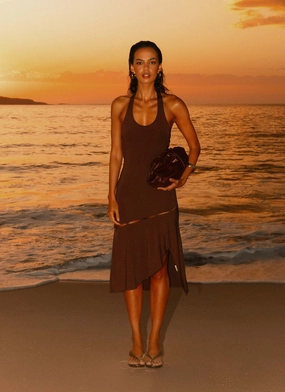 Fast Times Midi Dress - Chocolate Statement-Piece