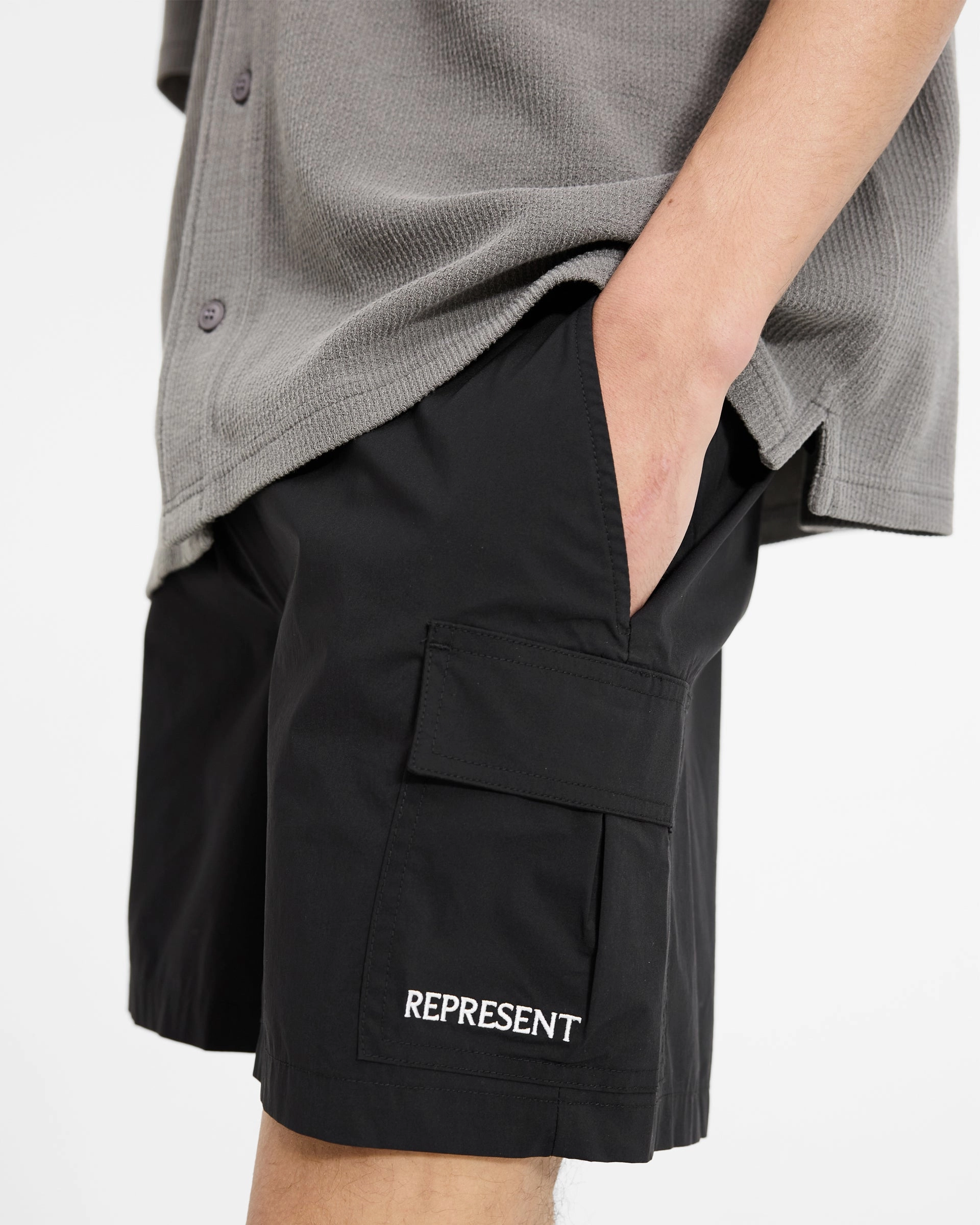 Athletic Comfort Cargo Swim Shorts - Jet Black