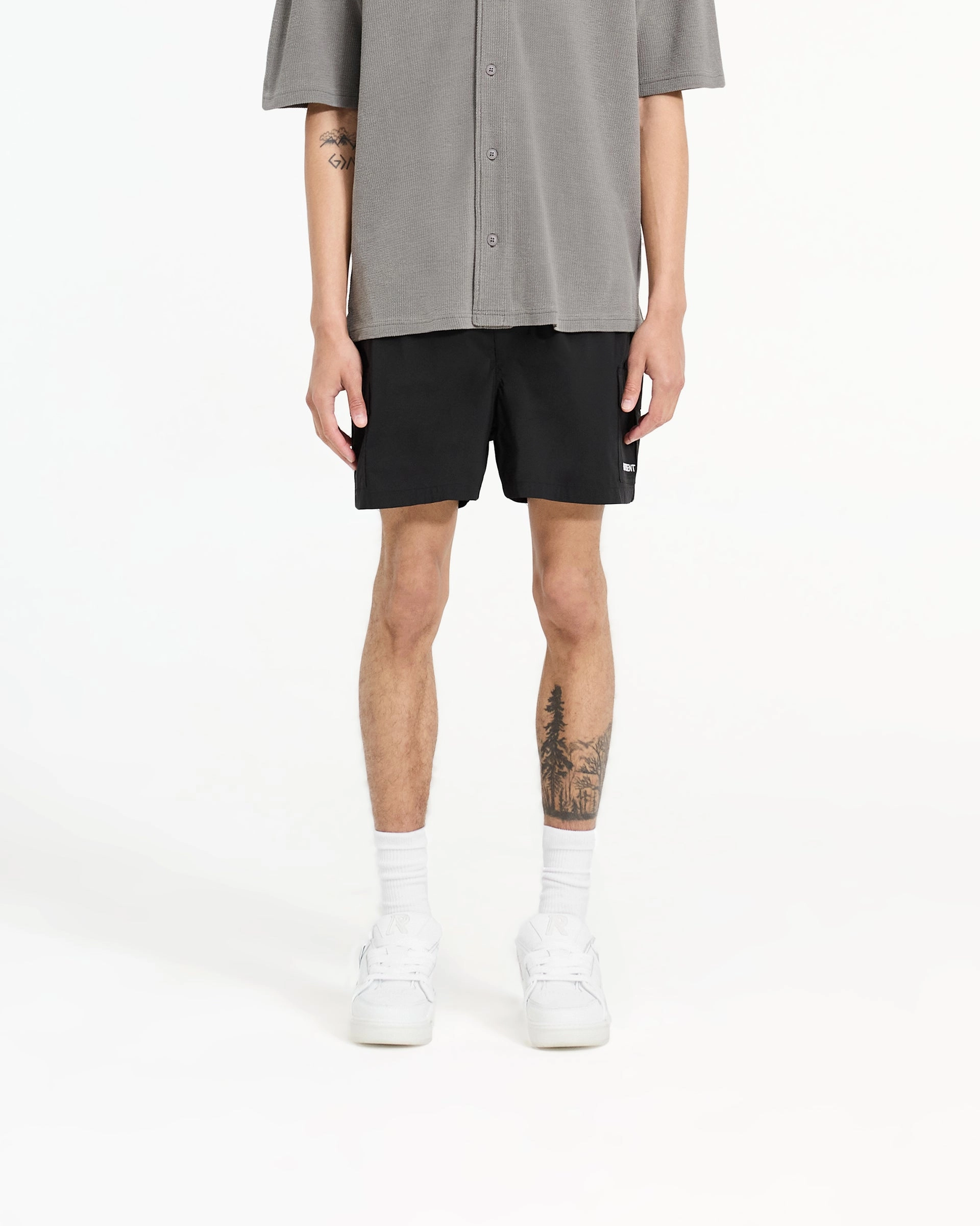Cargo Swim Shorts - Jet Black Sleek Stretch All Day Wear