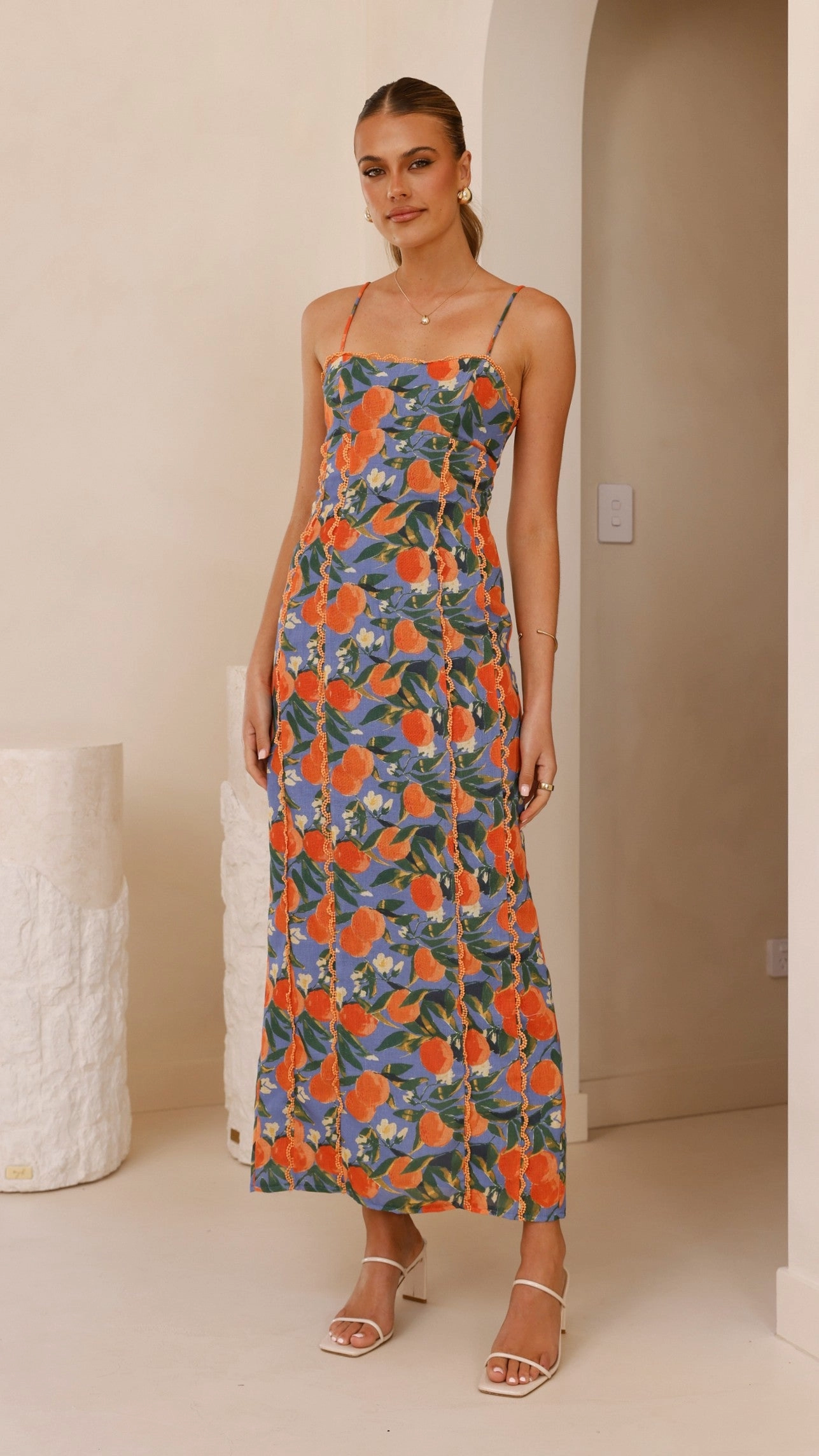 Relaxed-fit gown Carlia Midi Dress - Orange Print