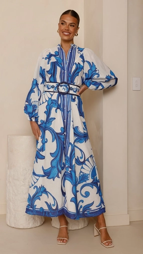 Carmal Long Sleeve Maxi Dress - Paradise Ruched-Detail Heart Glow