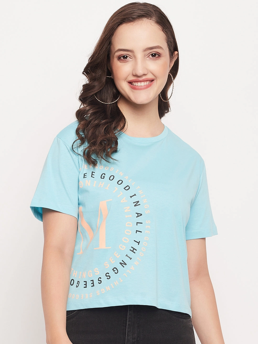 AllSeasonWear Madame Round Neck Printed Cotton T-shirt