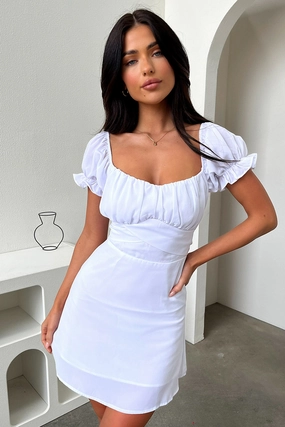 Soft Outfit Sage Detail Carrie Mini Dress - White