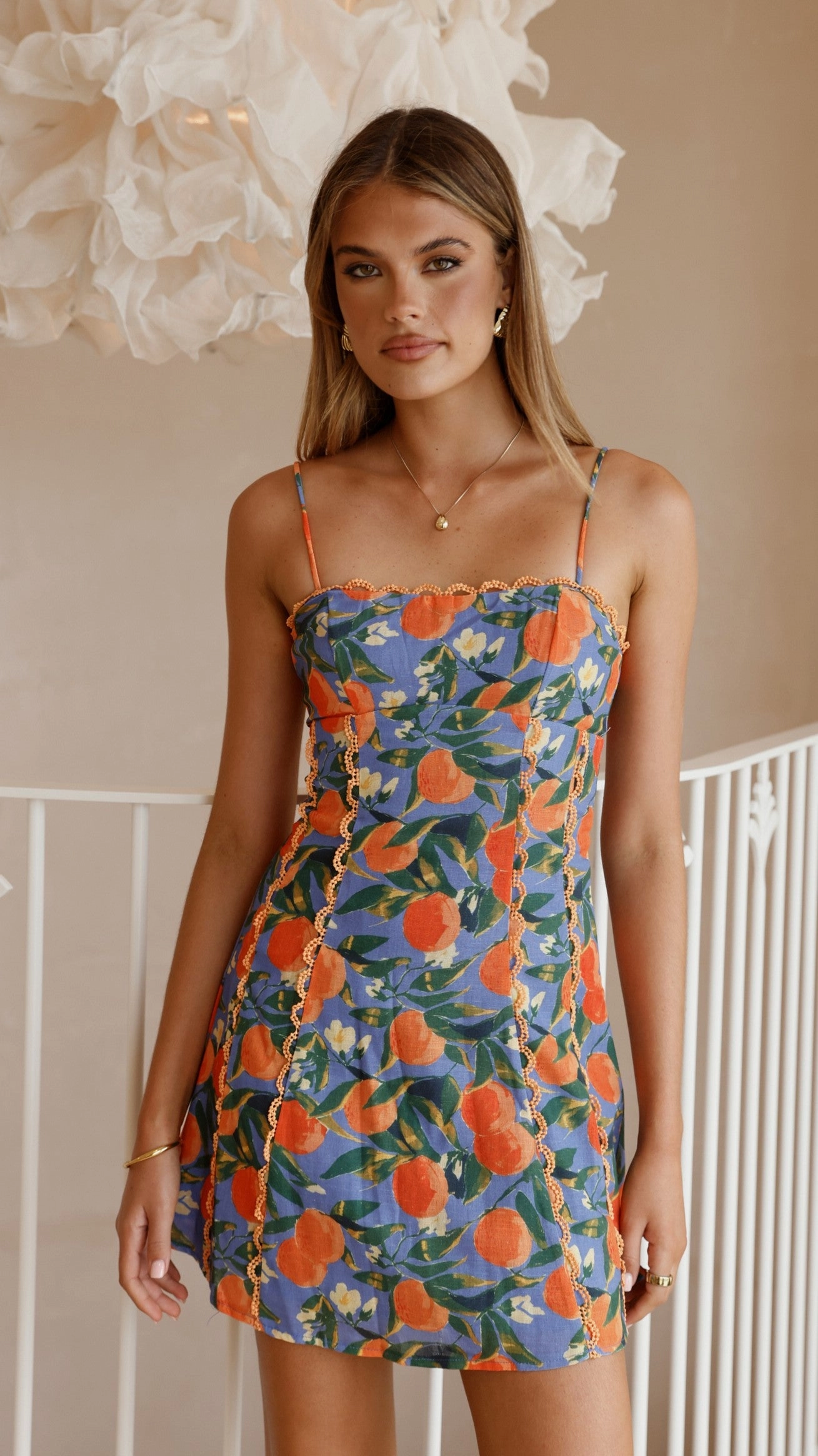 Cartia Mini Dress - Orange Print Elegant Piece Elegant Detail