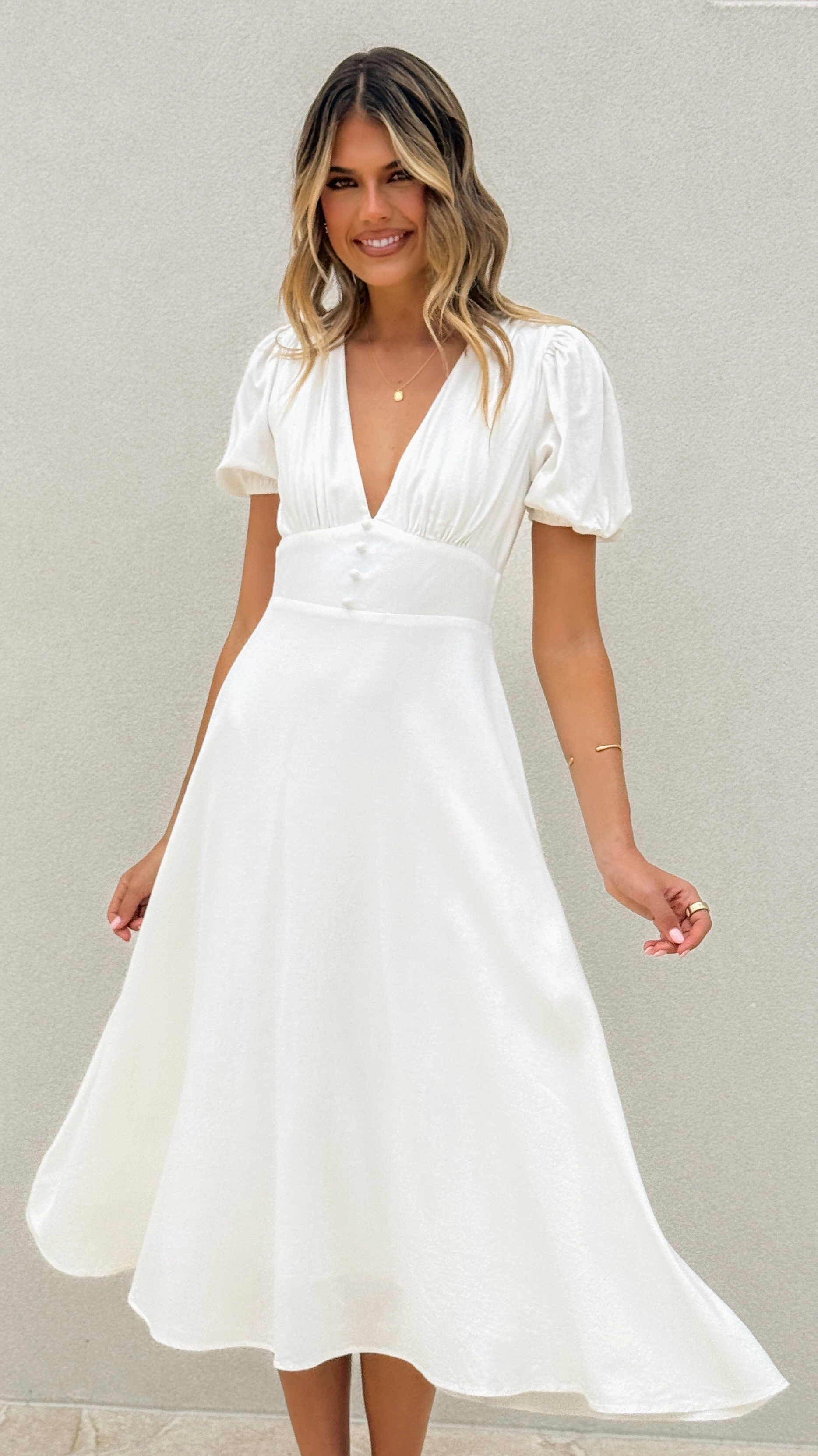 Light Outfit Fall Go Melea Midi Dress - White