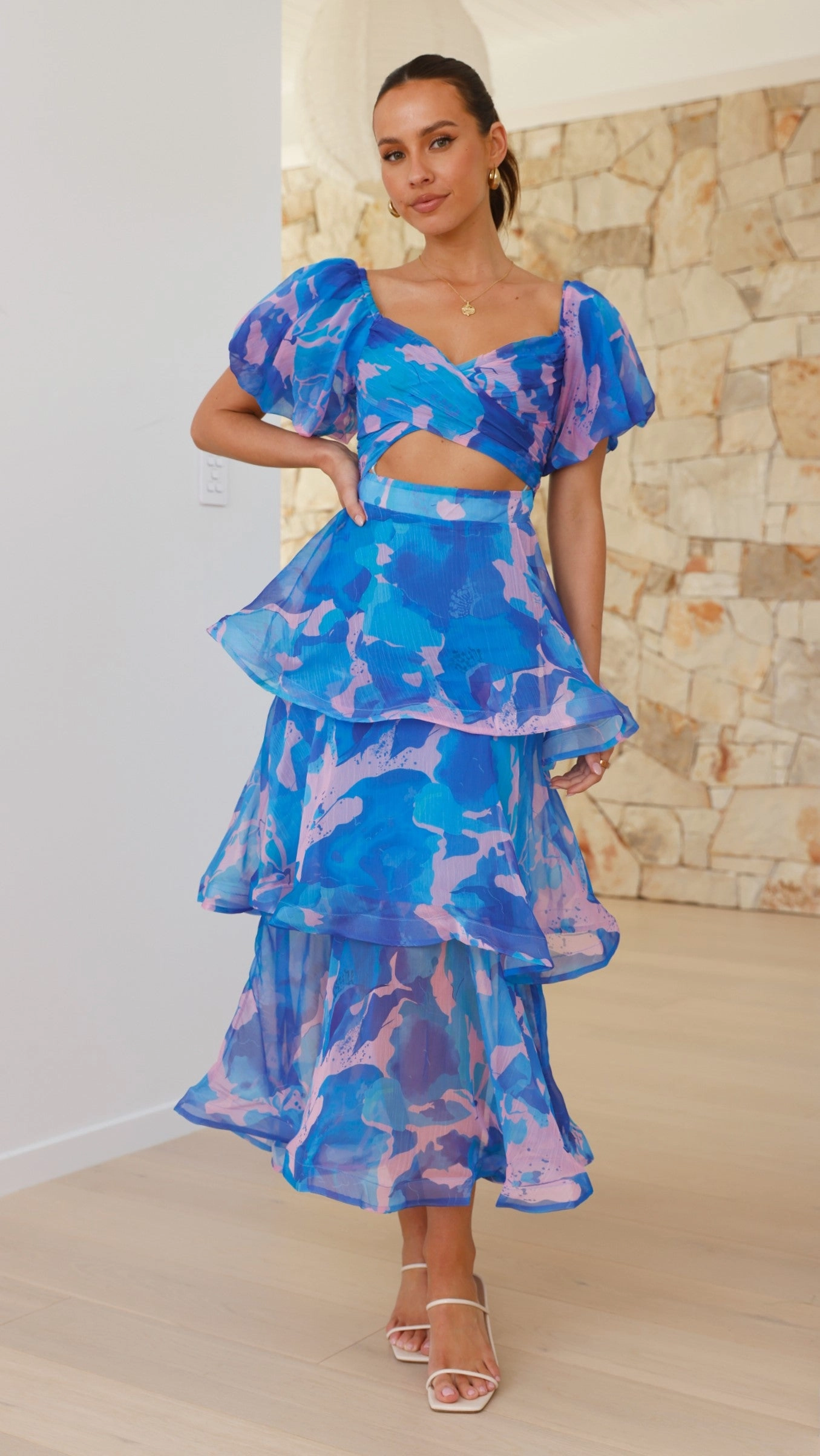 Must-have Casey Maxi Dress - Blue / Pink Print