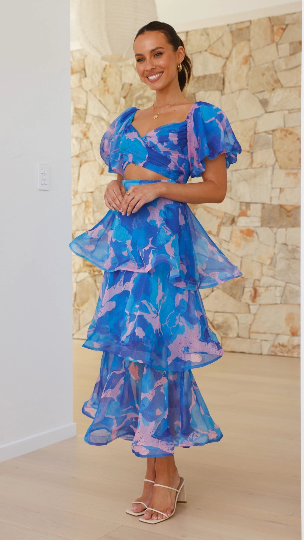 Casey Maxi Dress - Blue / Pink Print Autumn Ready Mood Friendly