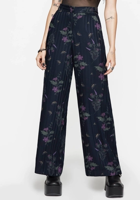 Cassandra Satin Stripe Thistle Print Trouser Anti Pilling Treatment