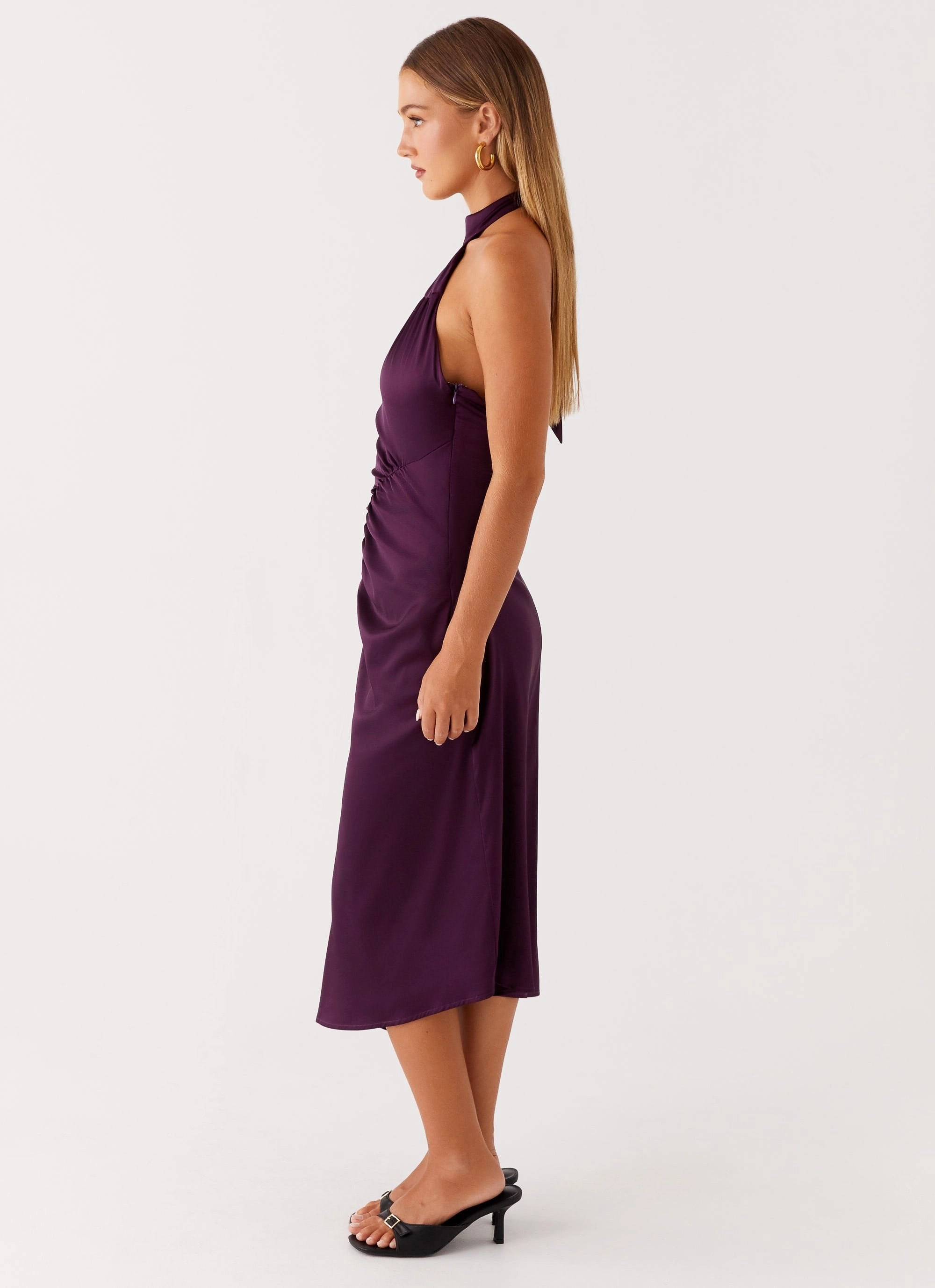 EcoFriendlyDye Soft And Comfortable Casta Halterneck Midi Dress - Plum