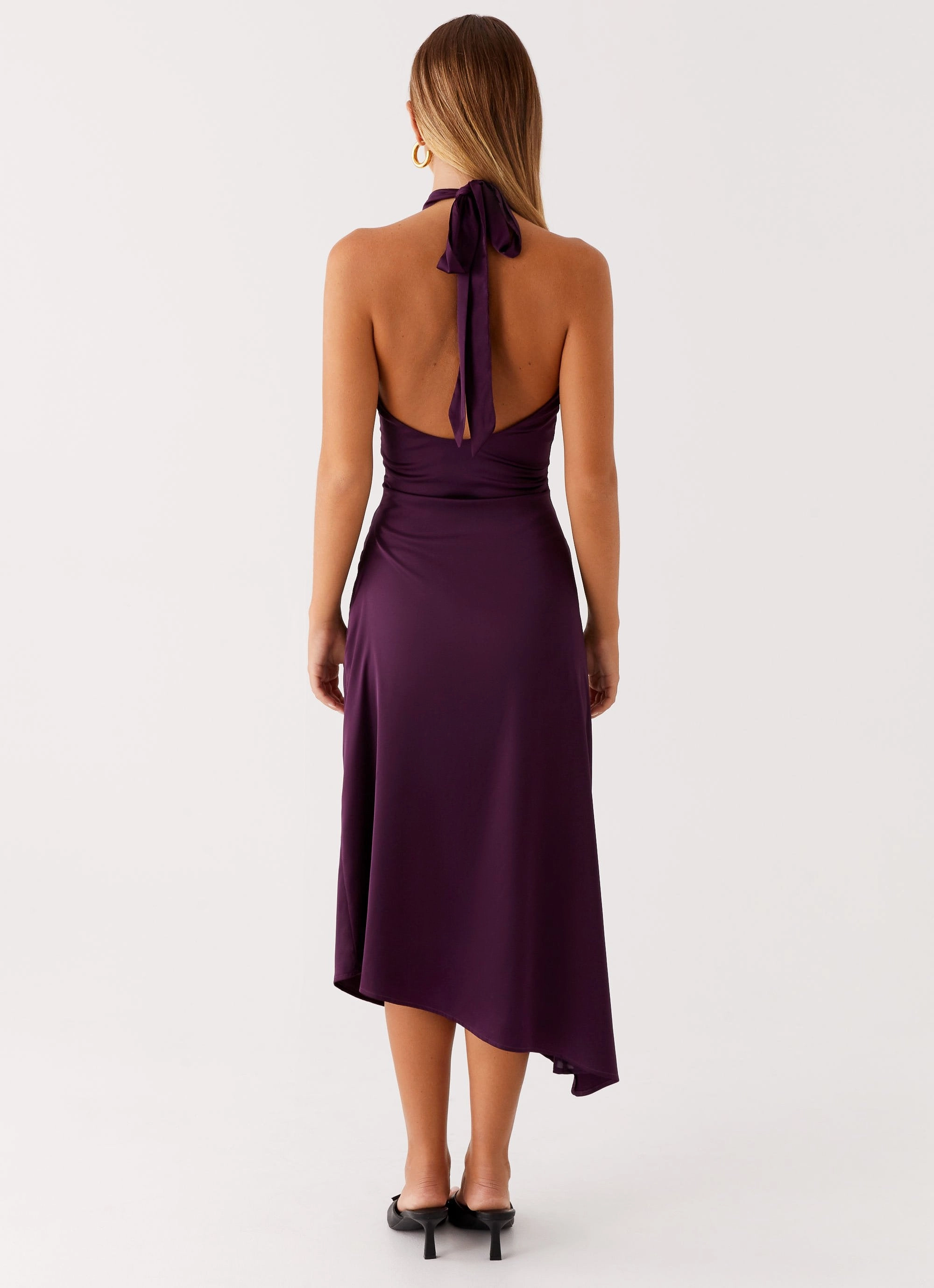 Vintage feel Comfortable travel dress Casta Halterneck Midi Dress - Plum