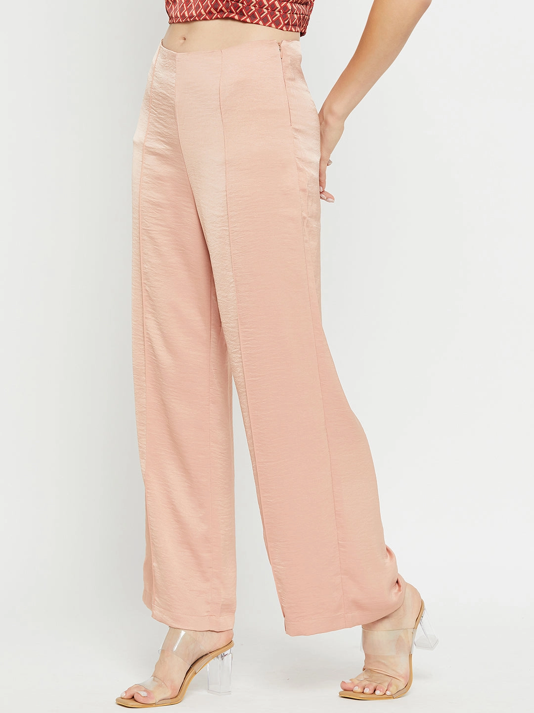 Street Utility Breathable Design Madame Women Solid Camel Trouser