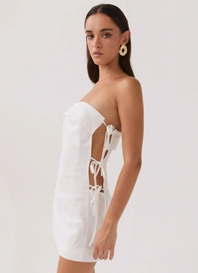 Subtle design Walk Mood Aura Tie Tube Dress - White