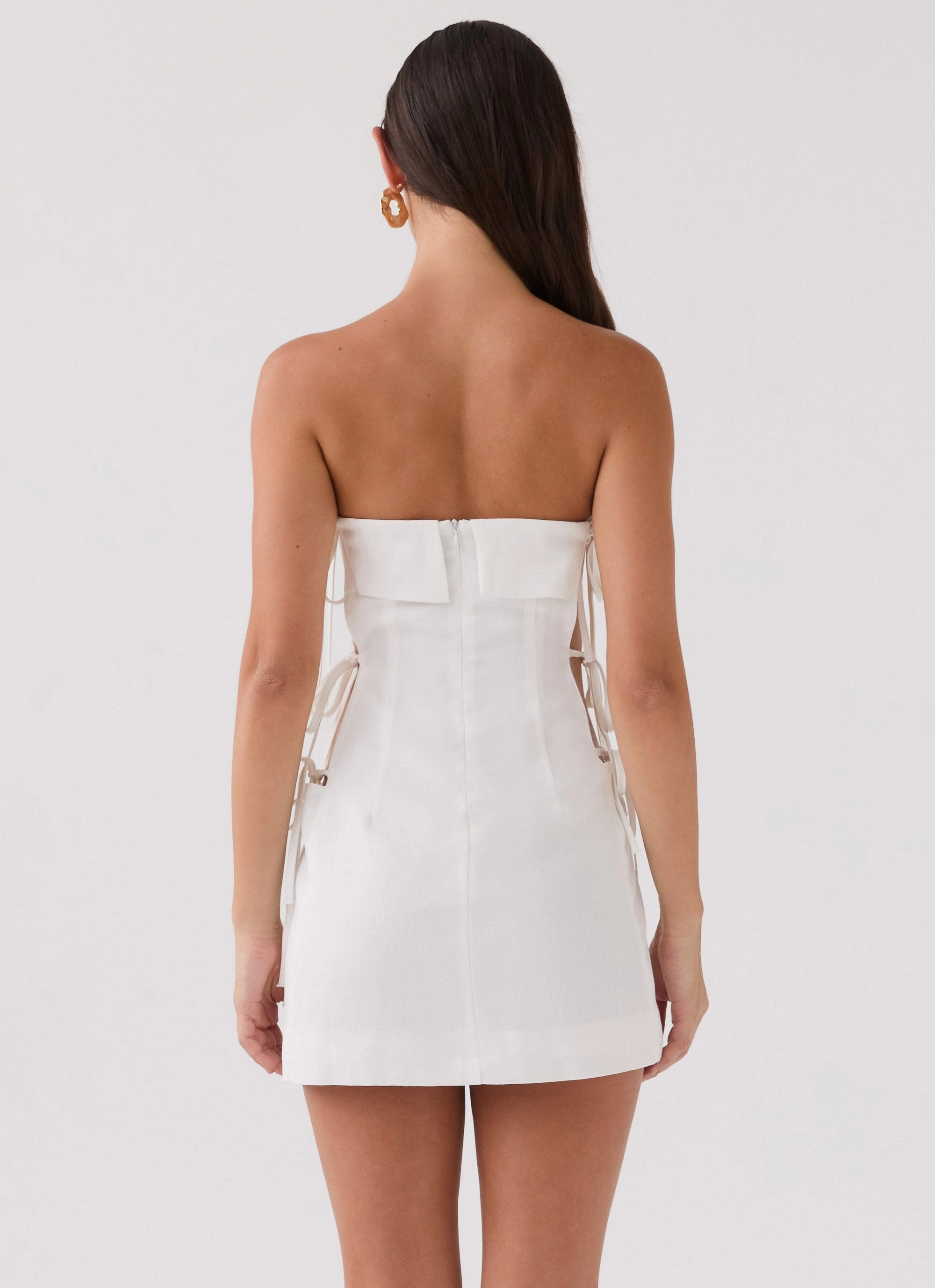 Aura Tie Tube Dress - White Soft Layers Drapey Fabric