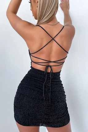 Natural Aesthetic countryside Cia Dress - Black Sparkle