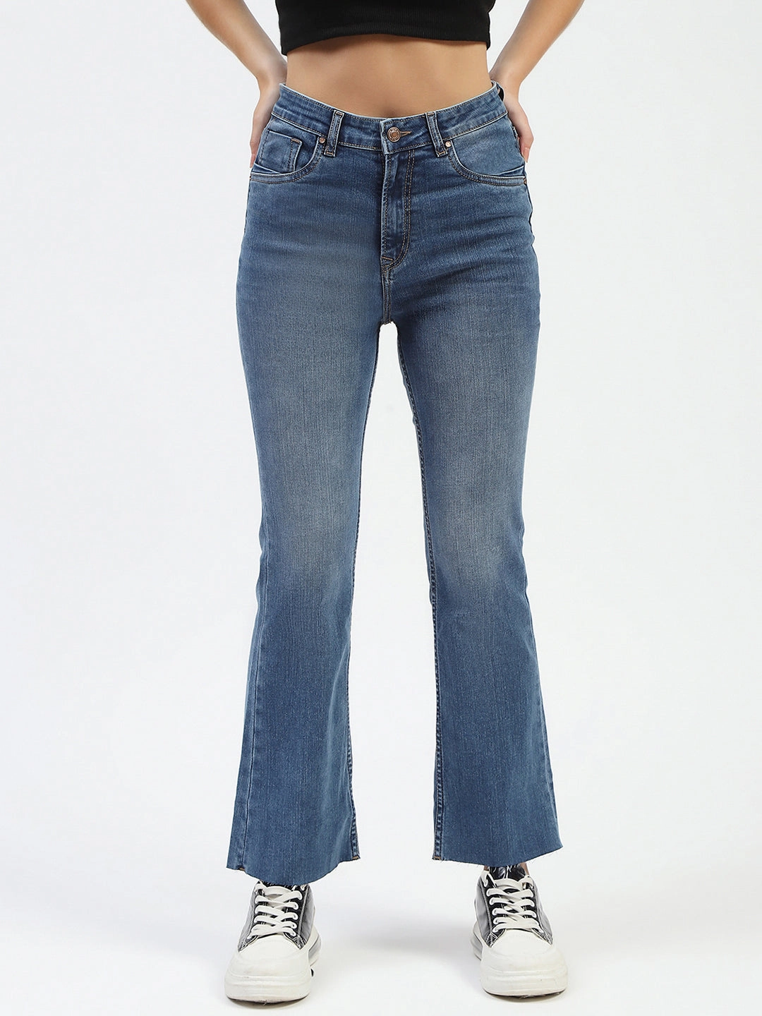 Youth Style Student Outfit Madame Blue Flared Jeans