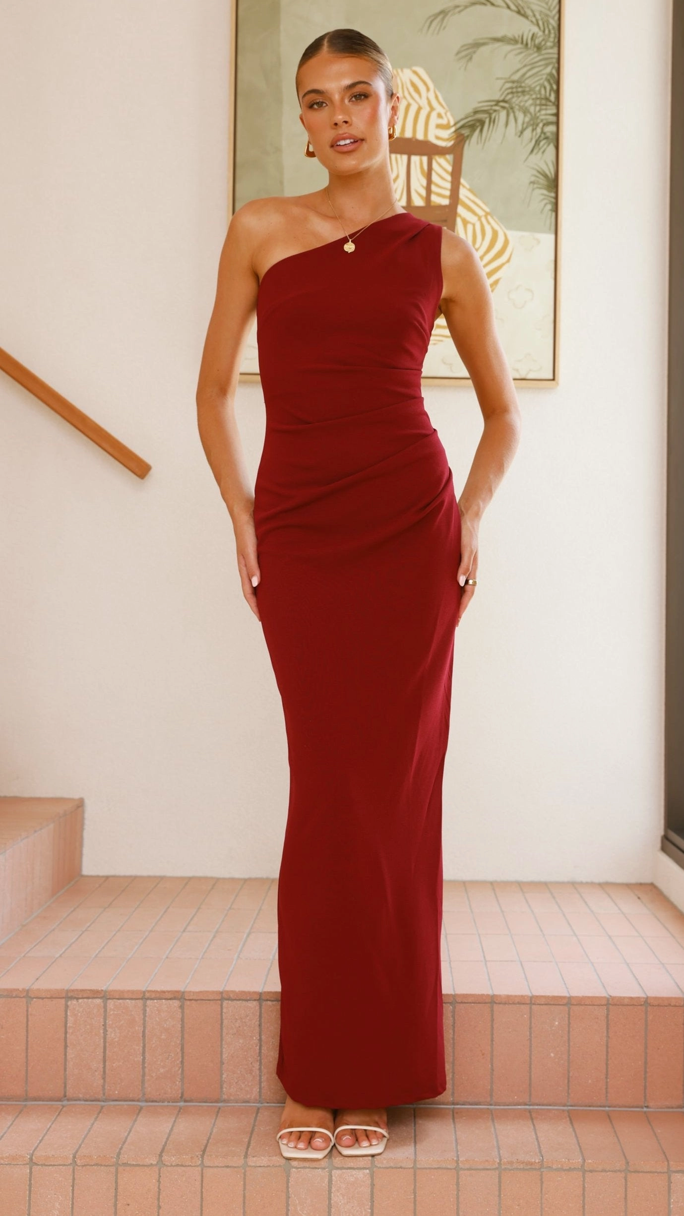 Cataleya Maxi Dress - Wine Subtle pattern