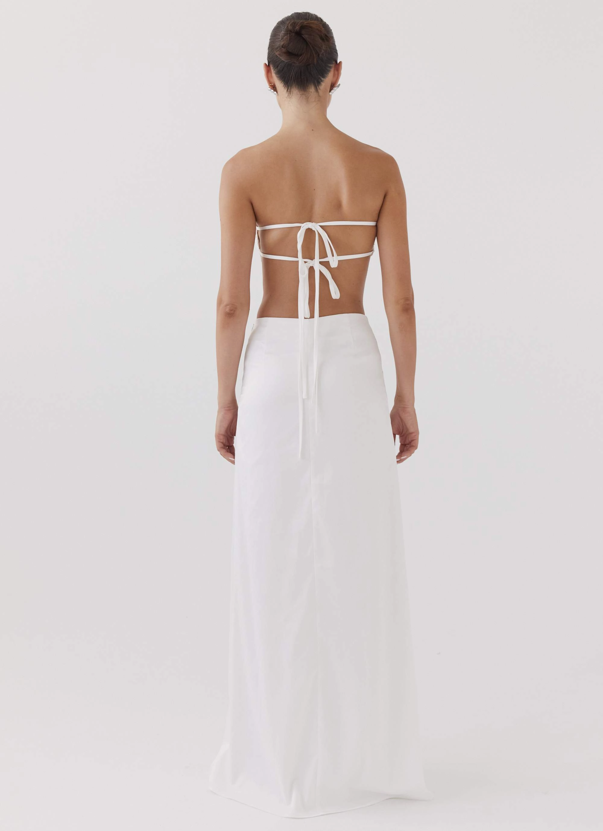 Twist Front Design Smart Comfort Crescent Light Twist Maxi Skirt - Ivory
