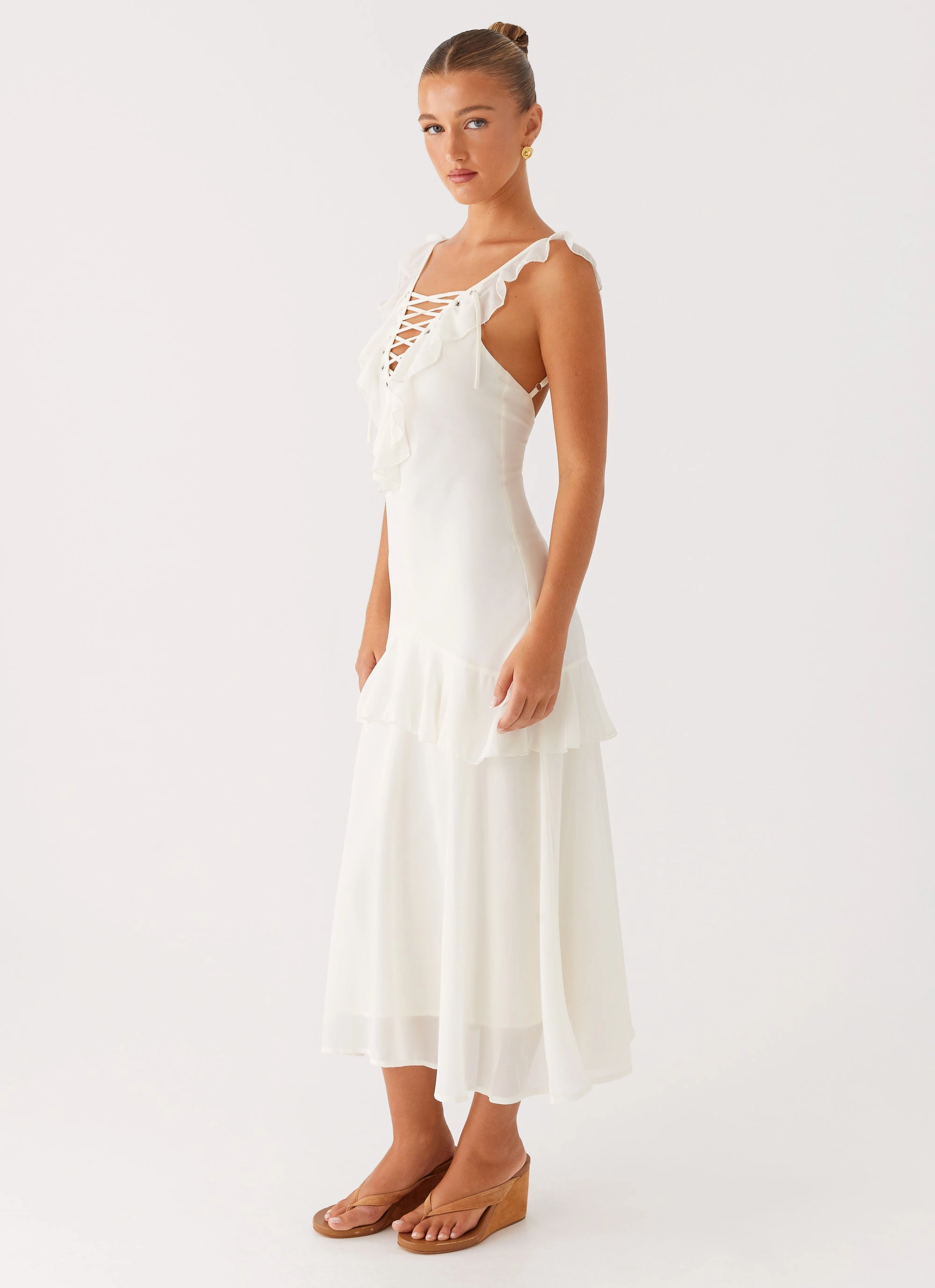 Celie Midi Dress - Ivory Art Inspired