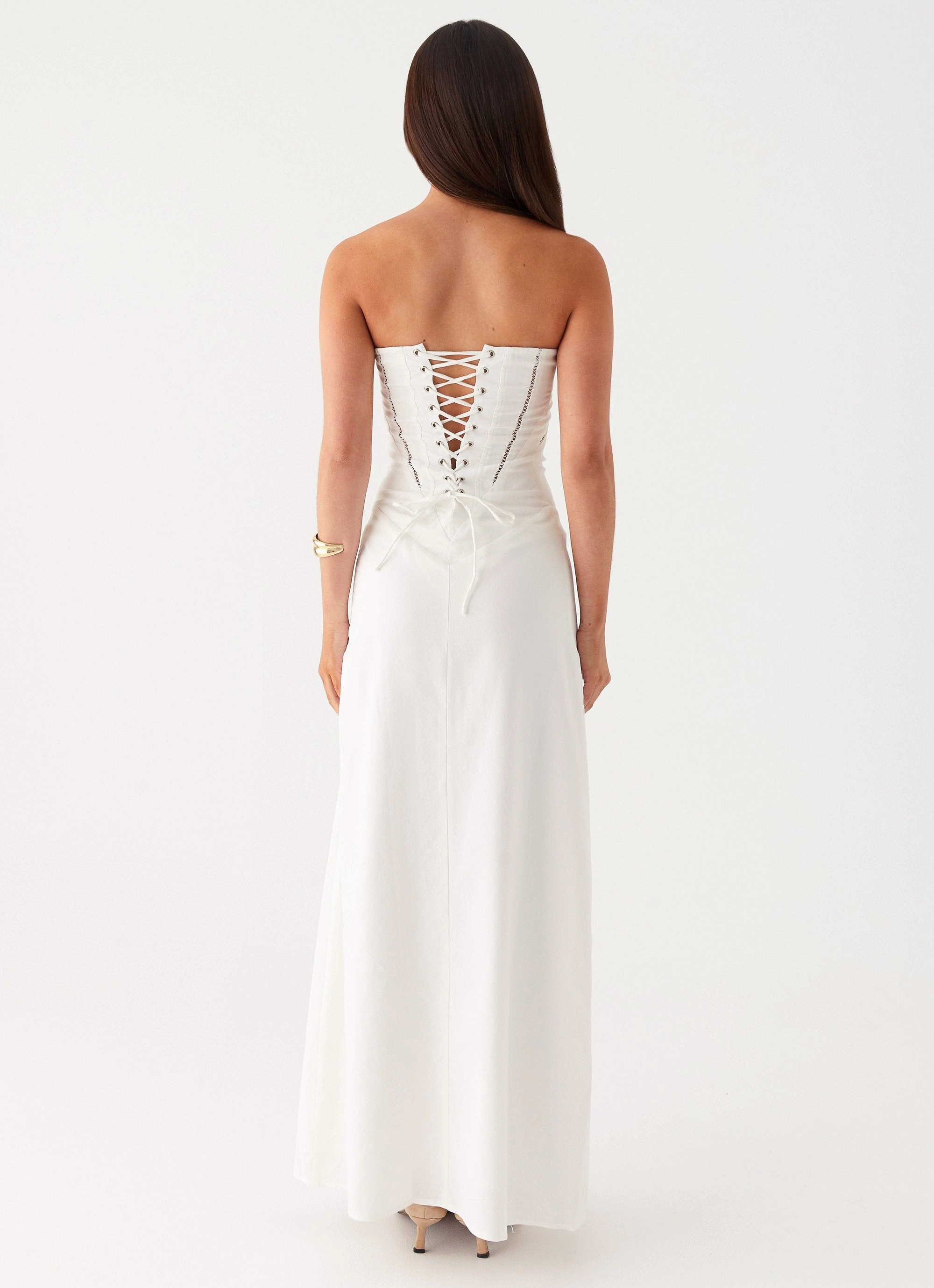 Beachwear Raw-Hem Cerisa Linen Maxi Dress - White