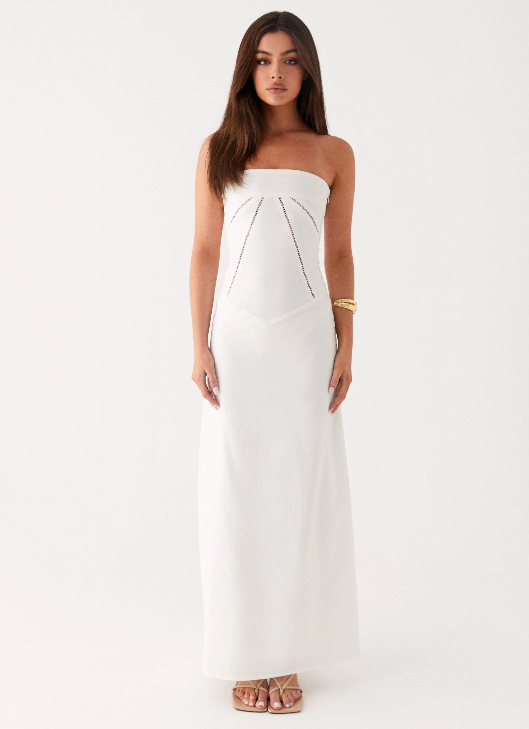 Perfect Style Skin-friendly Cerisa Linen Maxi Dress - White