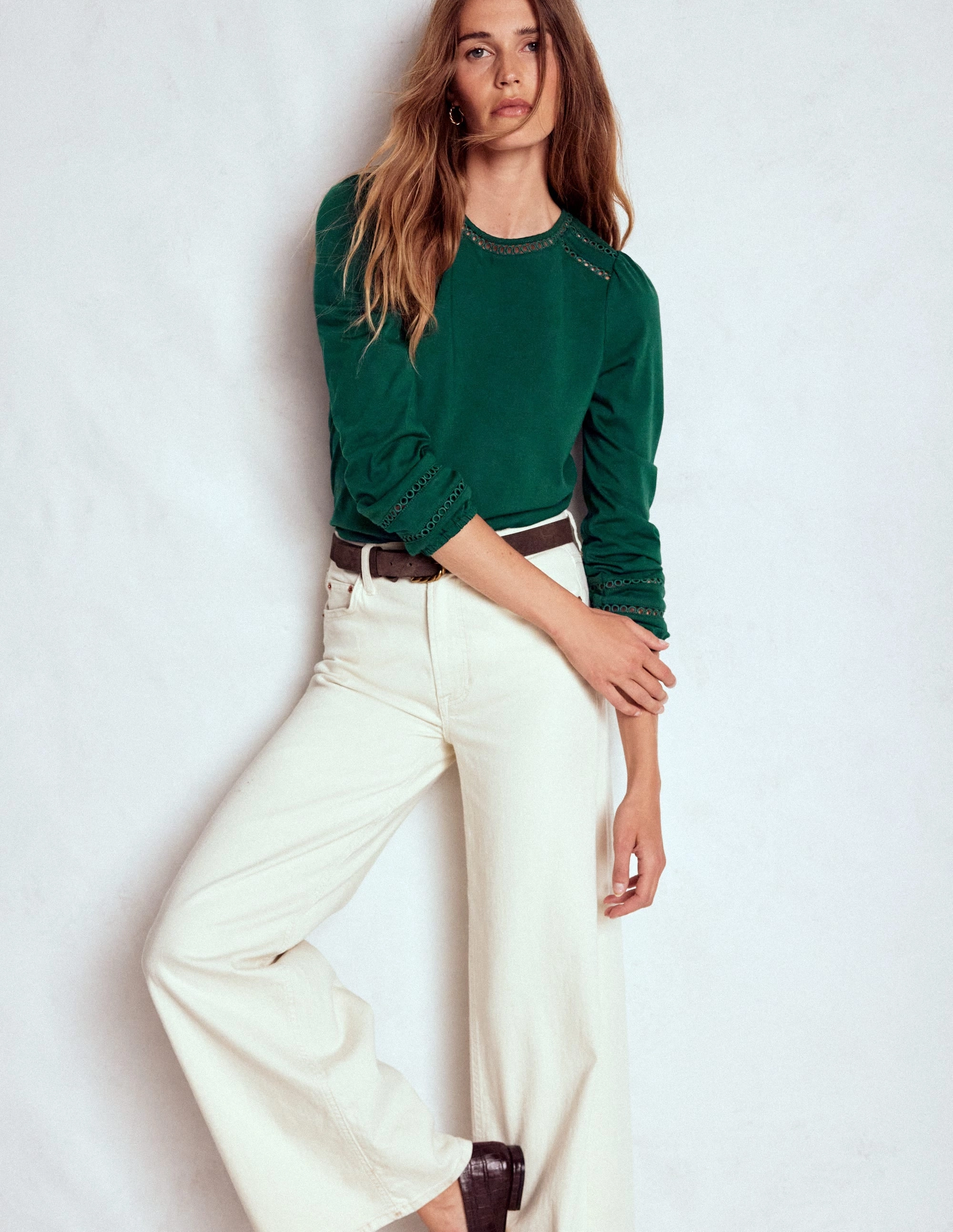 Flo Trim Detail Top-Emerald Night SnagResistant Fabric