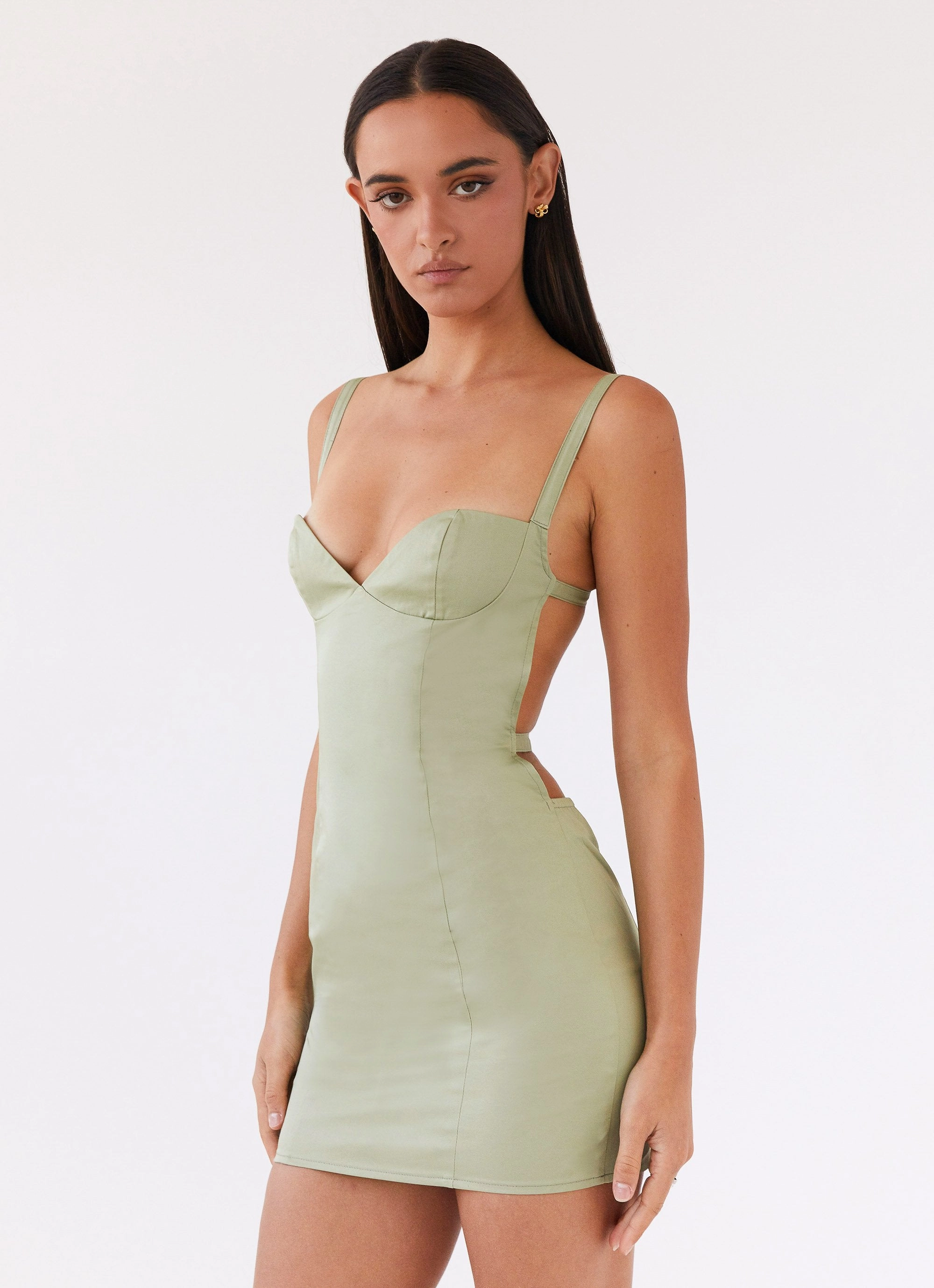 Fresh Palette ConvertibleNeckline Naomi Backless Mini Dress - Sage