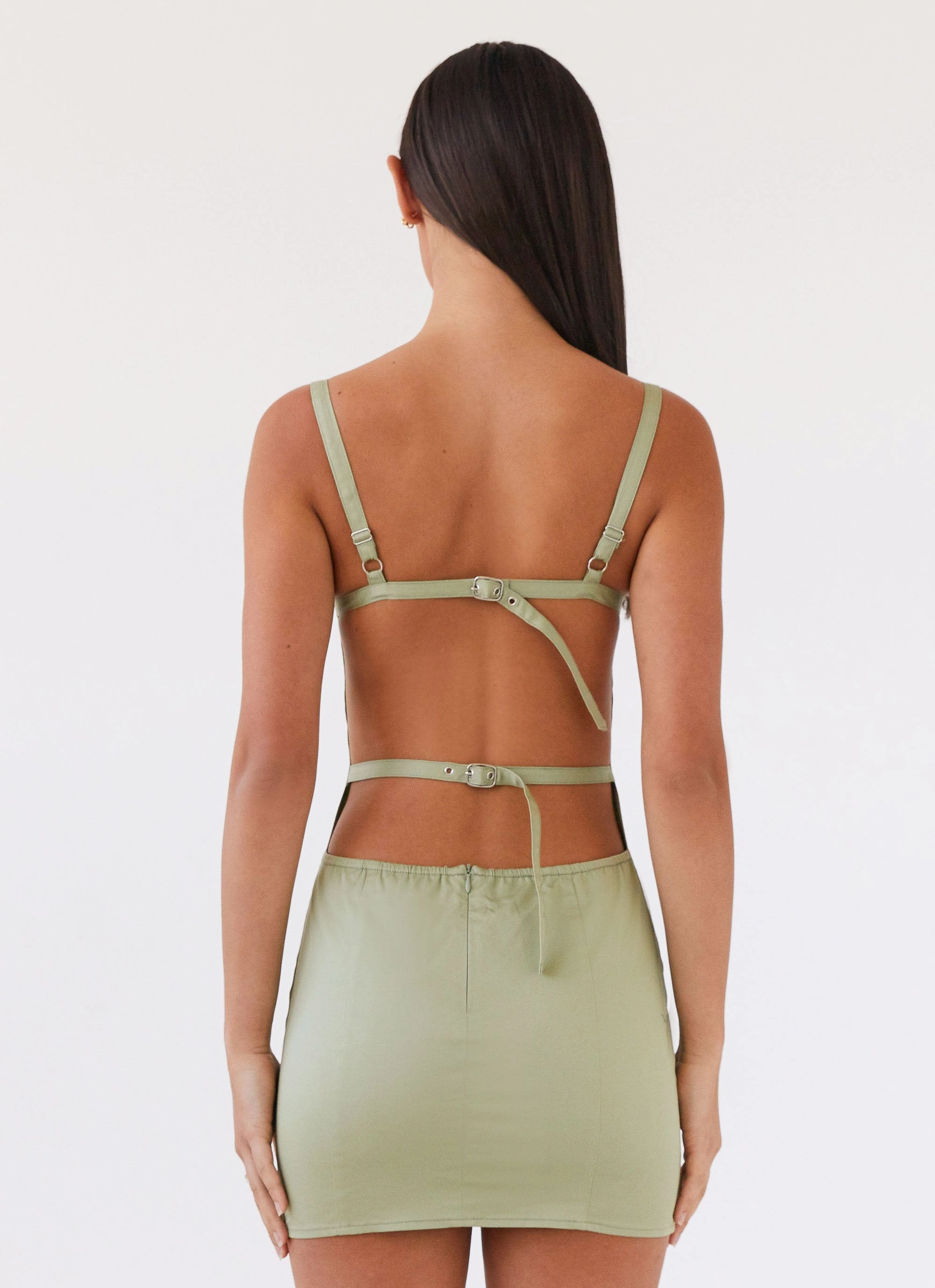 Movement Feel Elegant Charm Naomi Backless Mini Dress - Sage