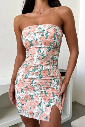 Charms Dress - Orange Floral Casual Style Refined Presence