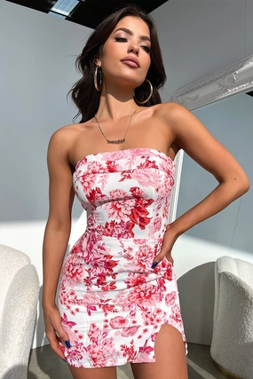 Dreamy Drape Charms Dress - Pink Floral