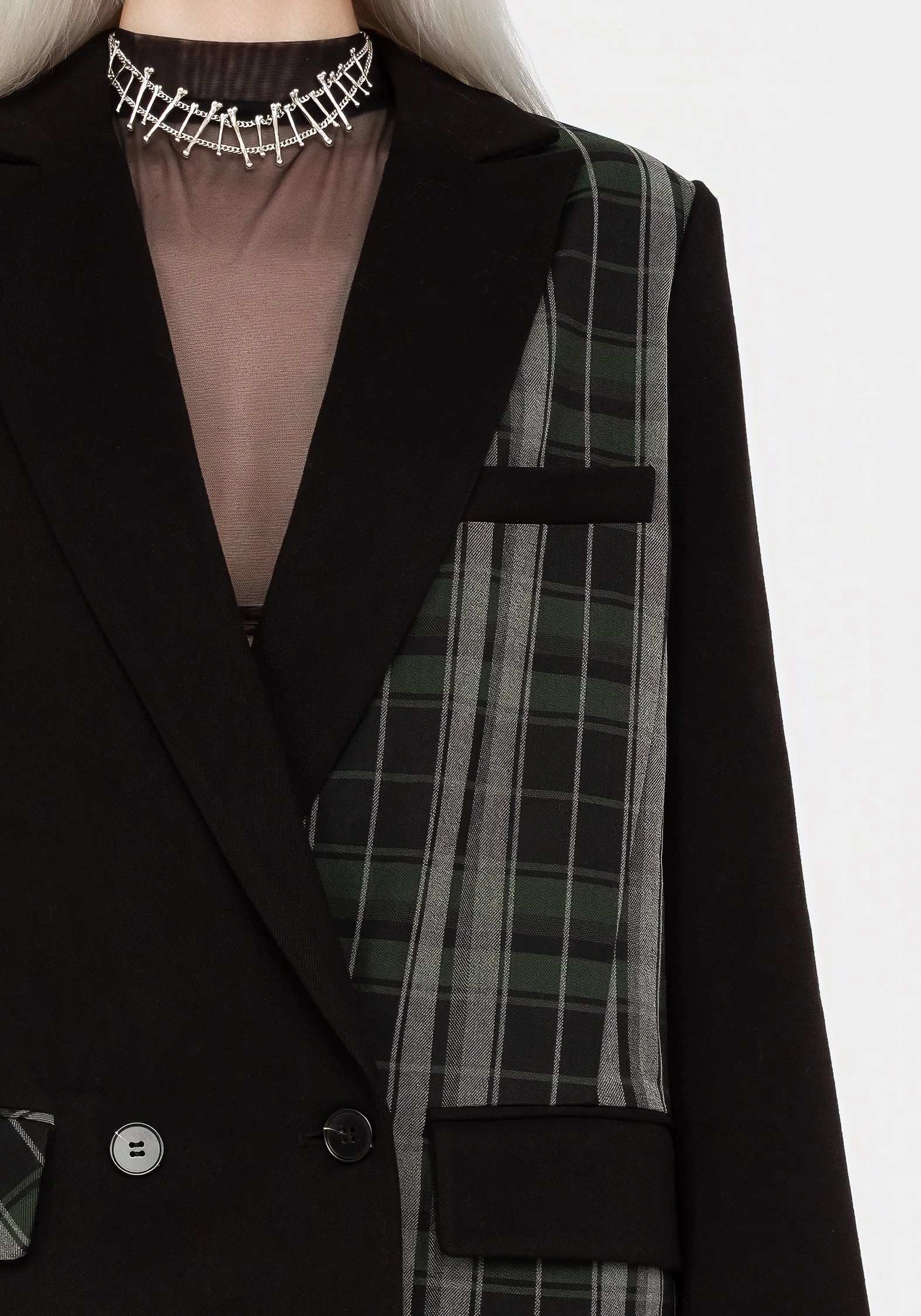 Checkmate Spliced Oversized Blazer Adjustable Hem Lock System