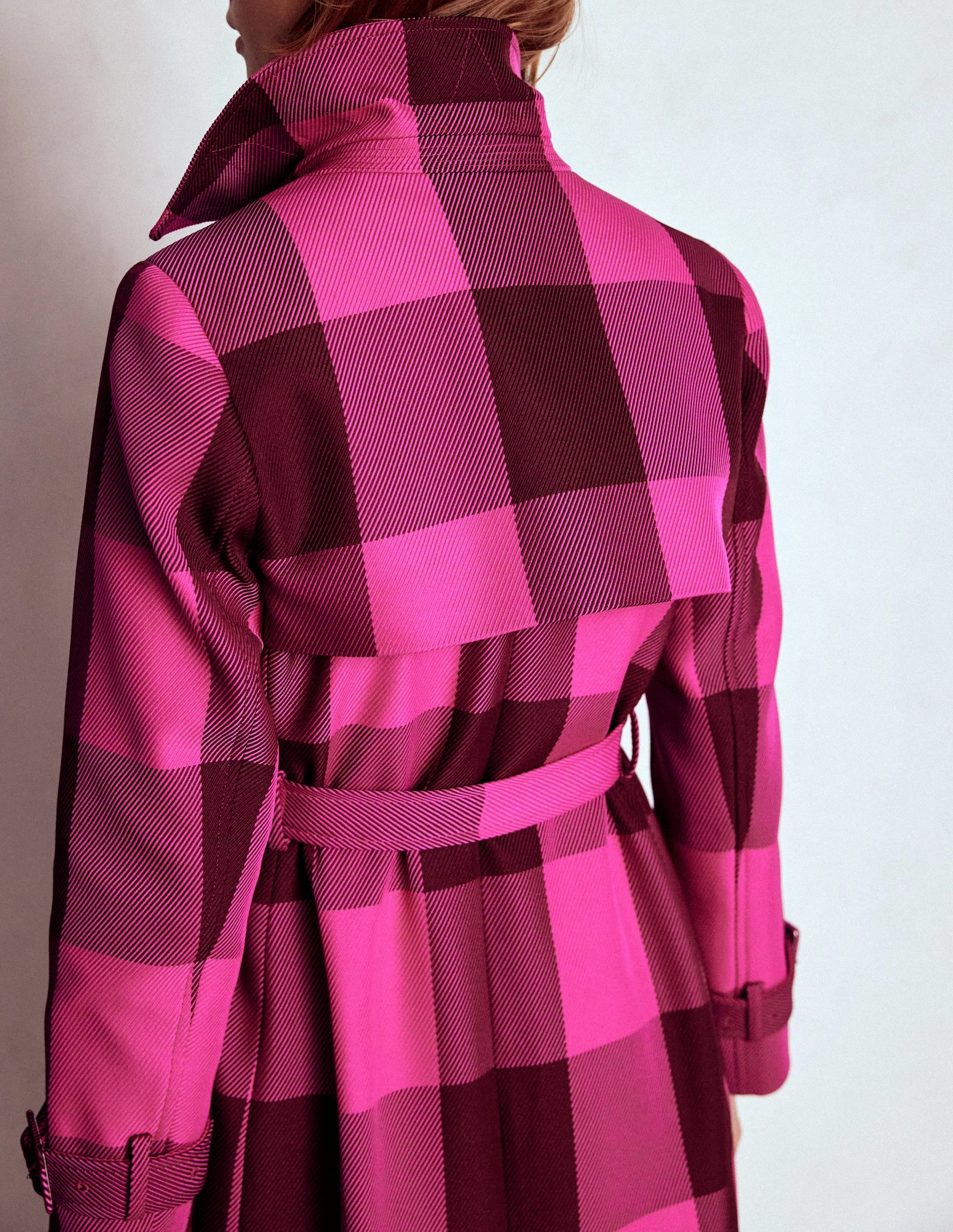 Cheltenham Trench Coat-Pink Peony, Chestnut Gingham Water resistant coating