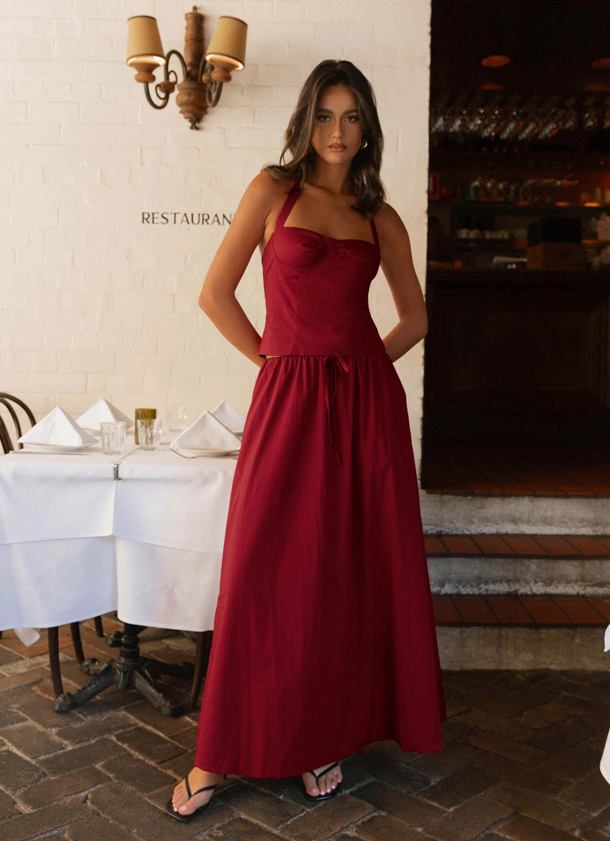 perforated design Seasonal special Cheryl Maxi Skirt - Cherry Red