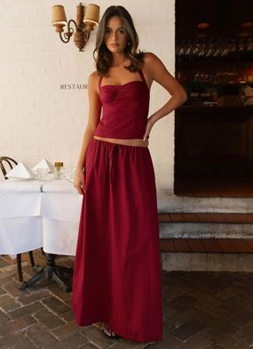 Refined Edge Seamless construction Cheryl Maxi Skirt - Cherry Red