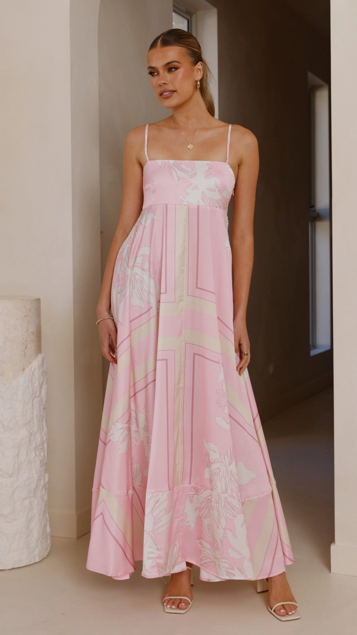 Subtle Comfort Kaethe Maxi Dress - Pink/White