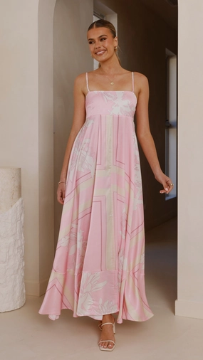 Light Fabrication Kaethe Maxi Dress - Pink/White