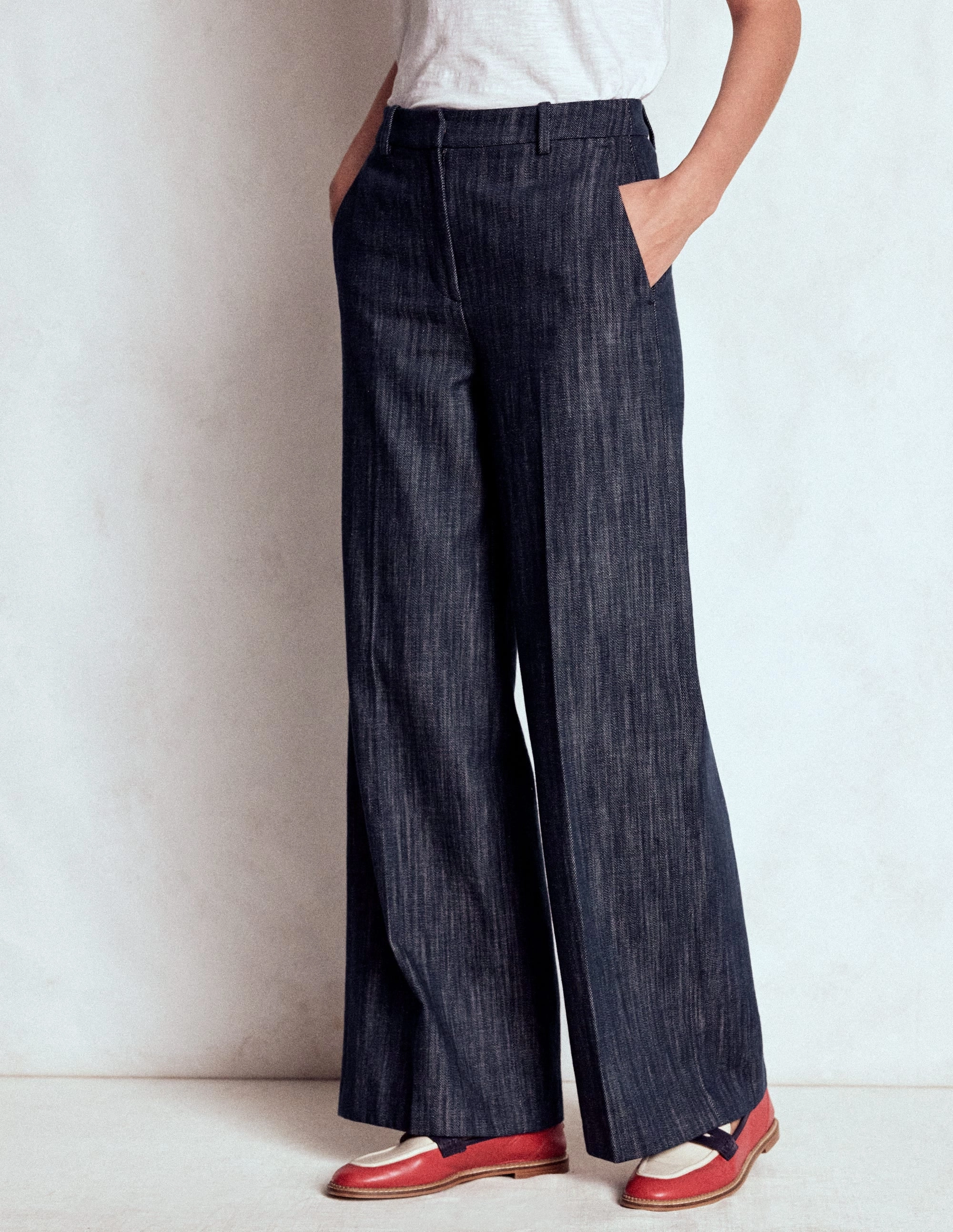 No Tag Belgravia Twill Trousers-Navy Indigo