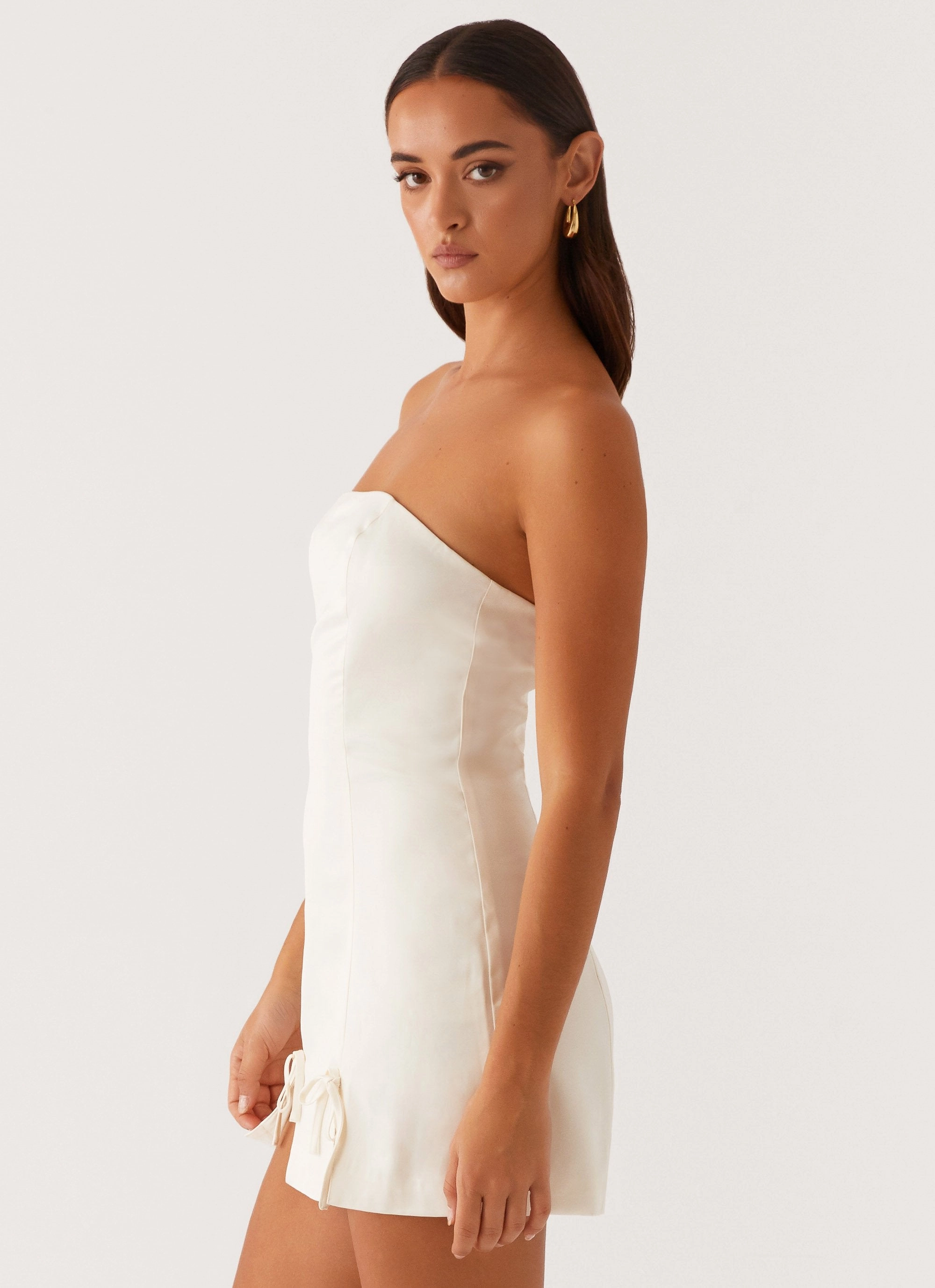Kessie Mini Dress - Ivory Modern Waist Design High-waist