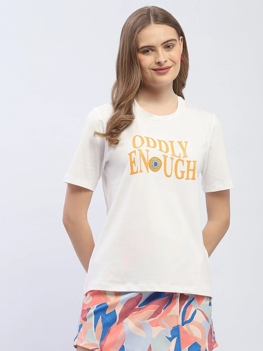 Fade Resistant Print Matte Look Madame Typography White Regular T-Shirt