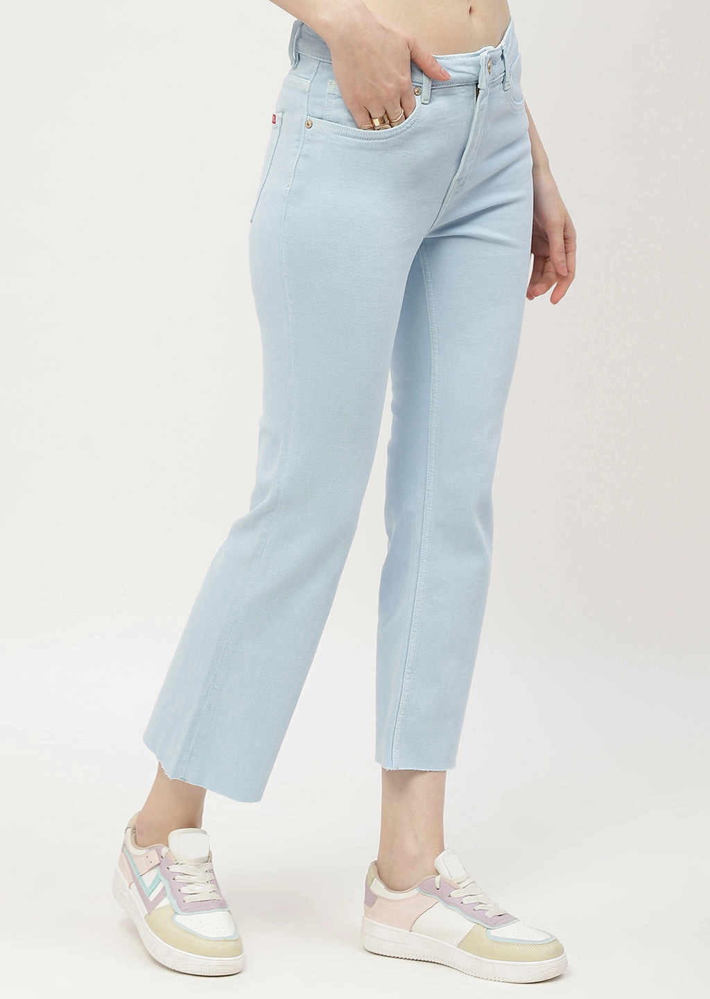 Easy Match Madame Low Waist Sky Blue Bell Bottom Jeans