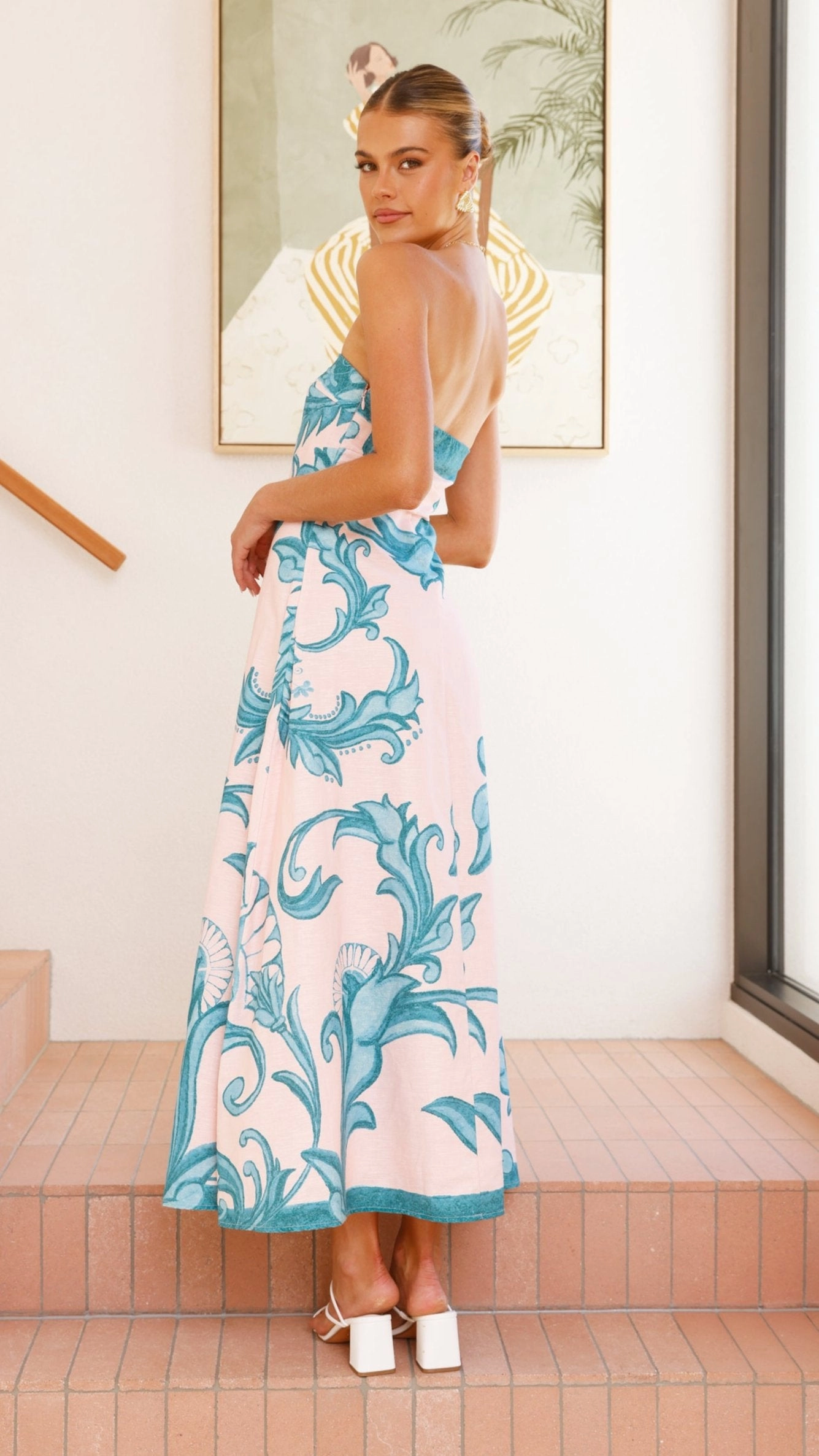 Chic Spirit Comfort and Elegance Madra Maxi Dress - Aqua / Pink Zayna