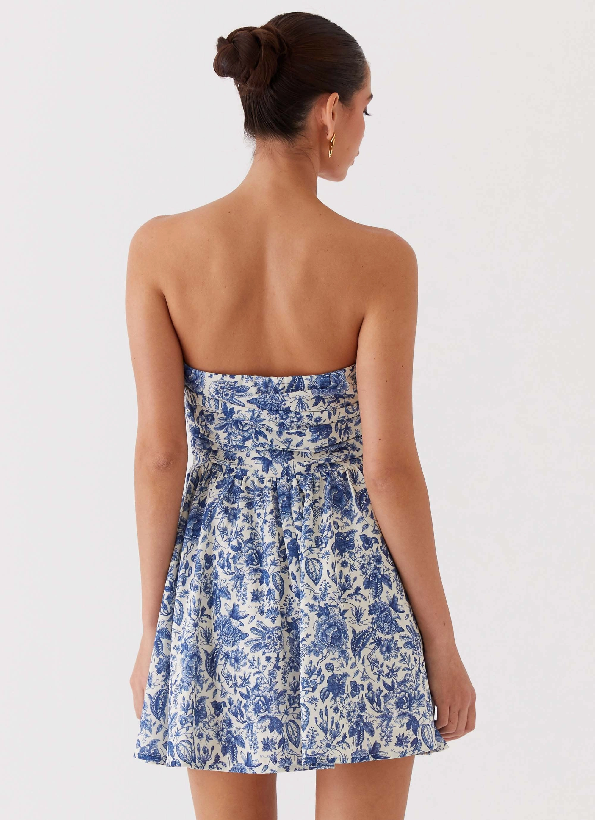 Forget Me Not Linen Mini Dress - Blue Paisley slim fit