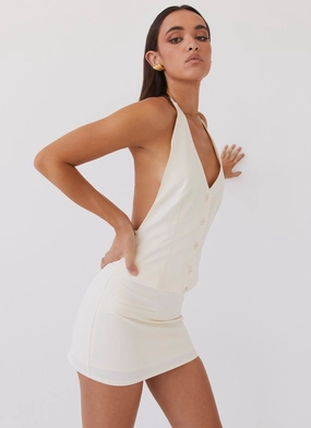 Sarah Mini Skirt - Ivory hypoallergenic material A line