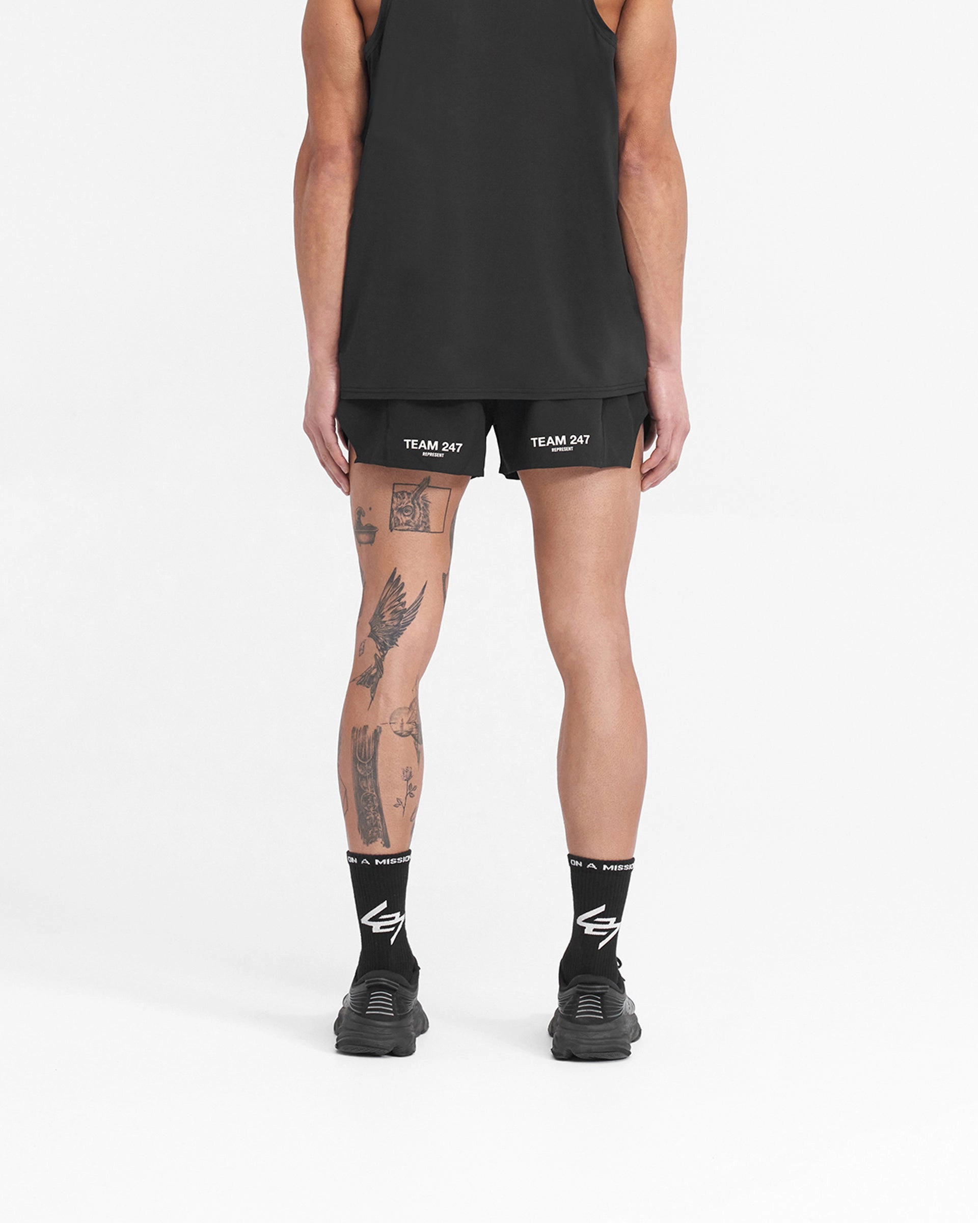 Team 247 Race Shorts - Jet Black Workout Gear Secure Zipper Closure