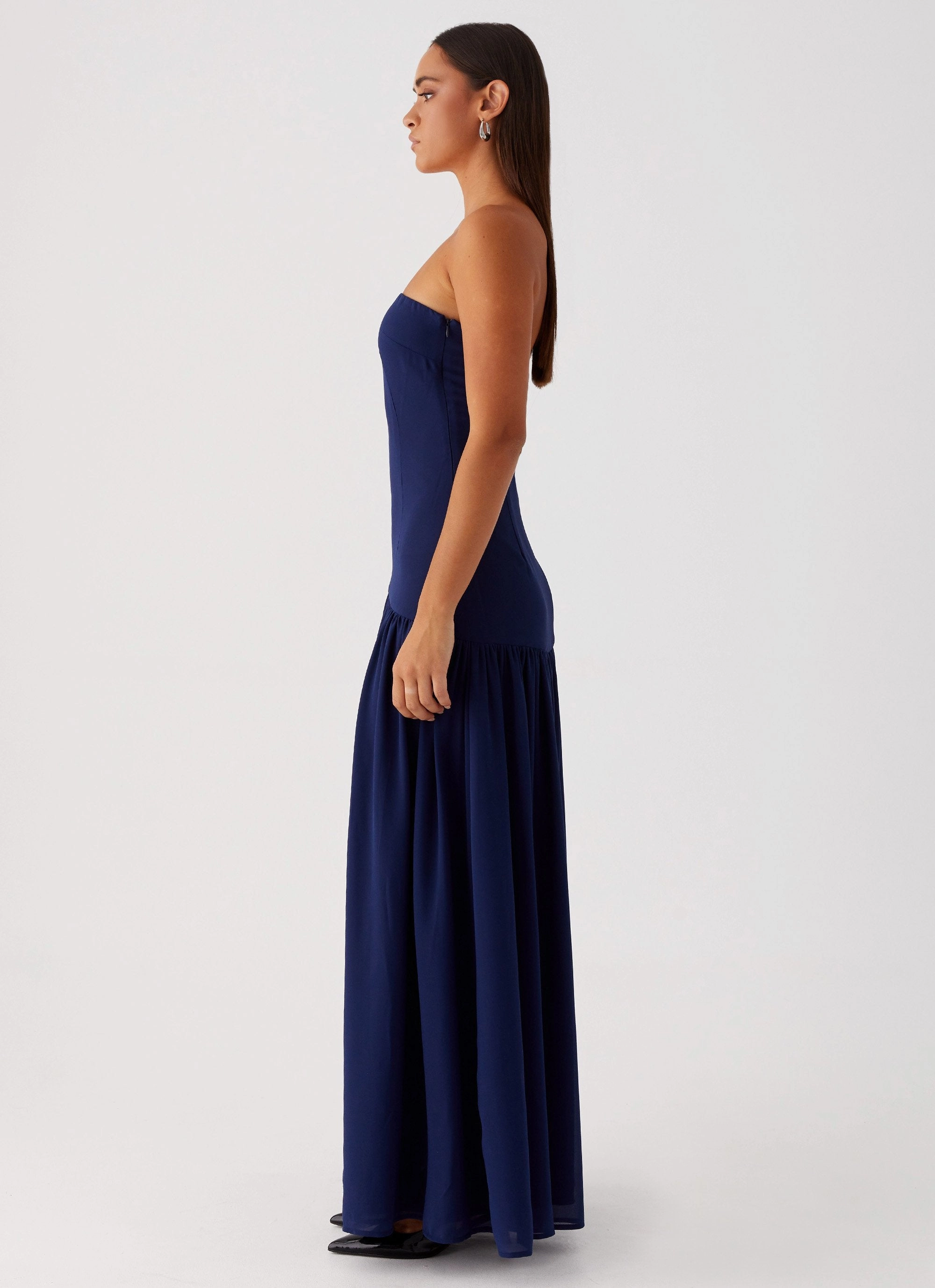 FlatlockSeam Quiet Mood Eden Strapless Maxi Dress - Navy