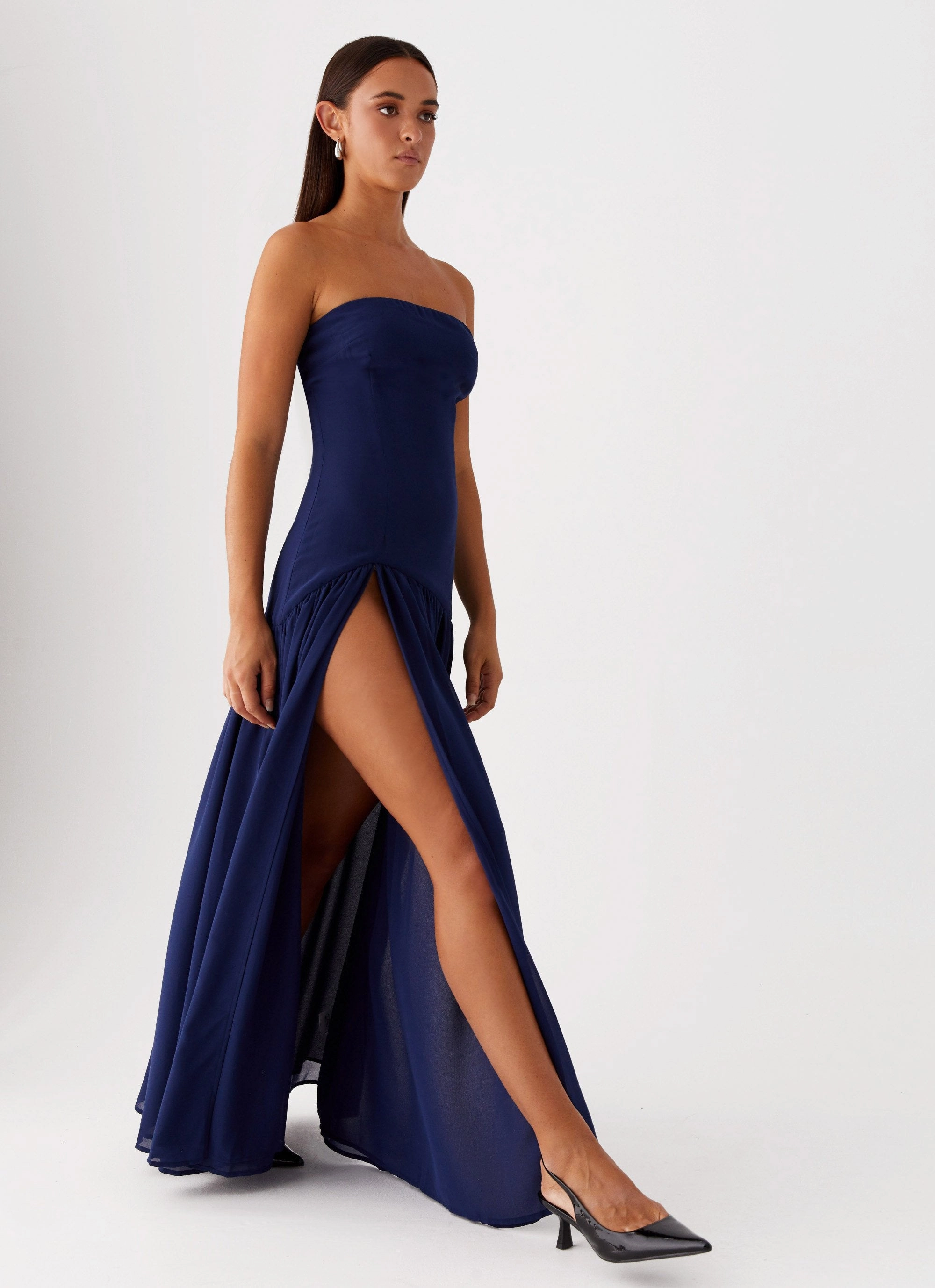 Thermal-Lined Eden Strapless Maxi Dress - Navy