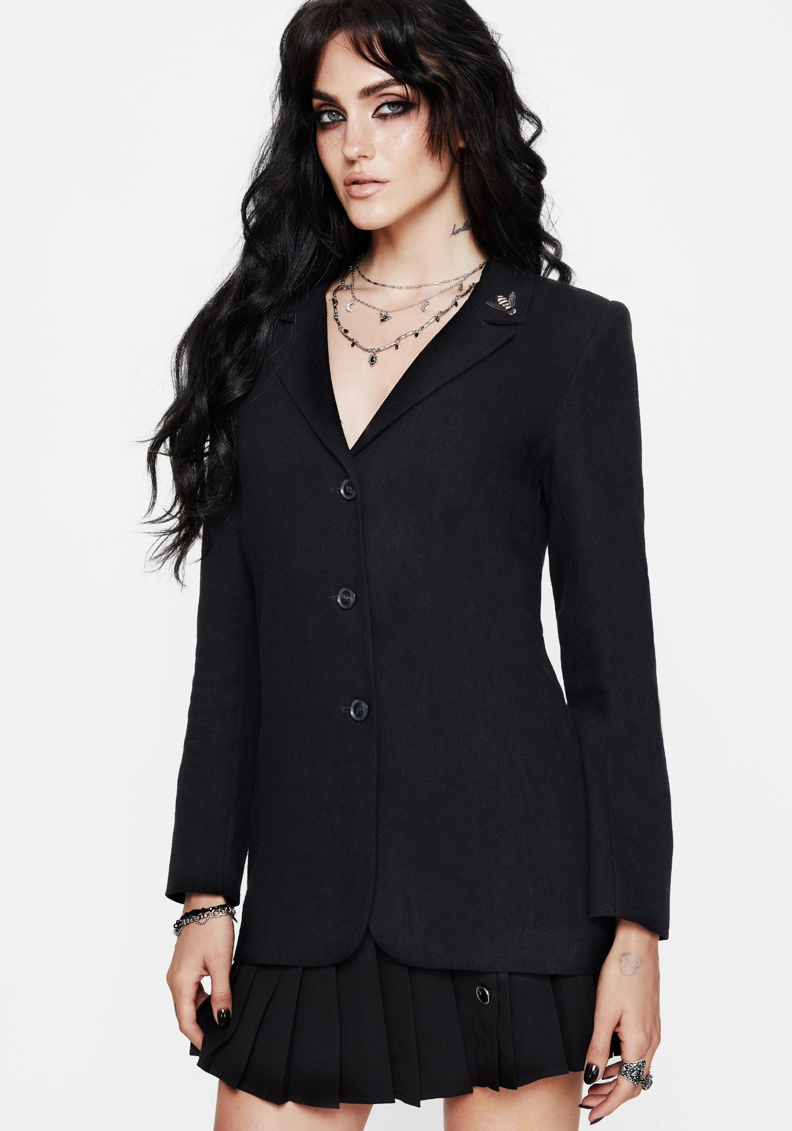 UV Resistant Finish Chloris Embroidered Longline Blazer