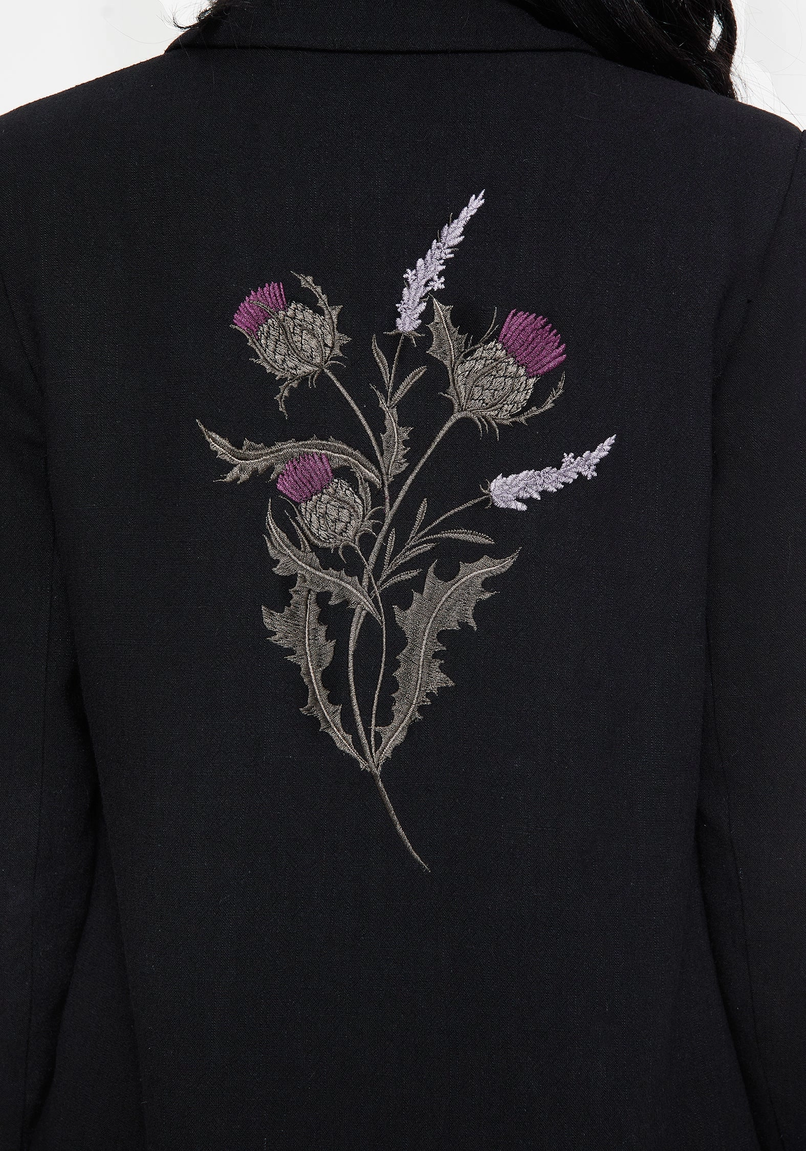 Chloris Embroidered Longline Blazer Heavy Duty Buckle Soft Interior Coating