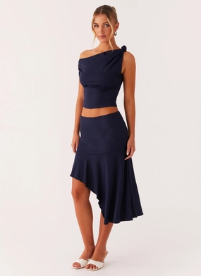Teen Fashion Viola Midi Skirt - Navy